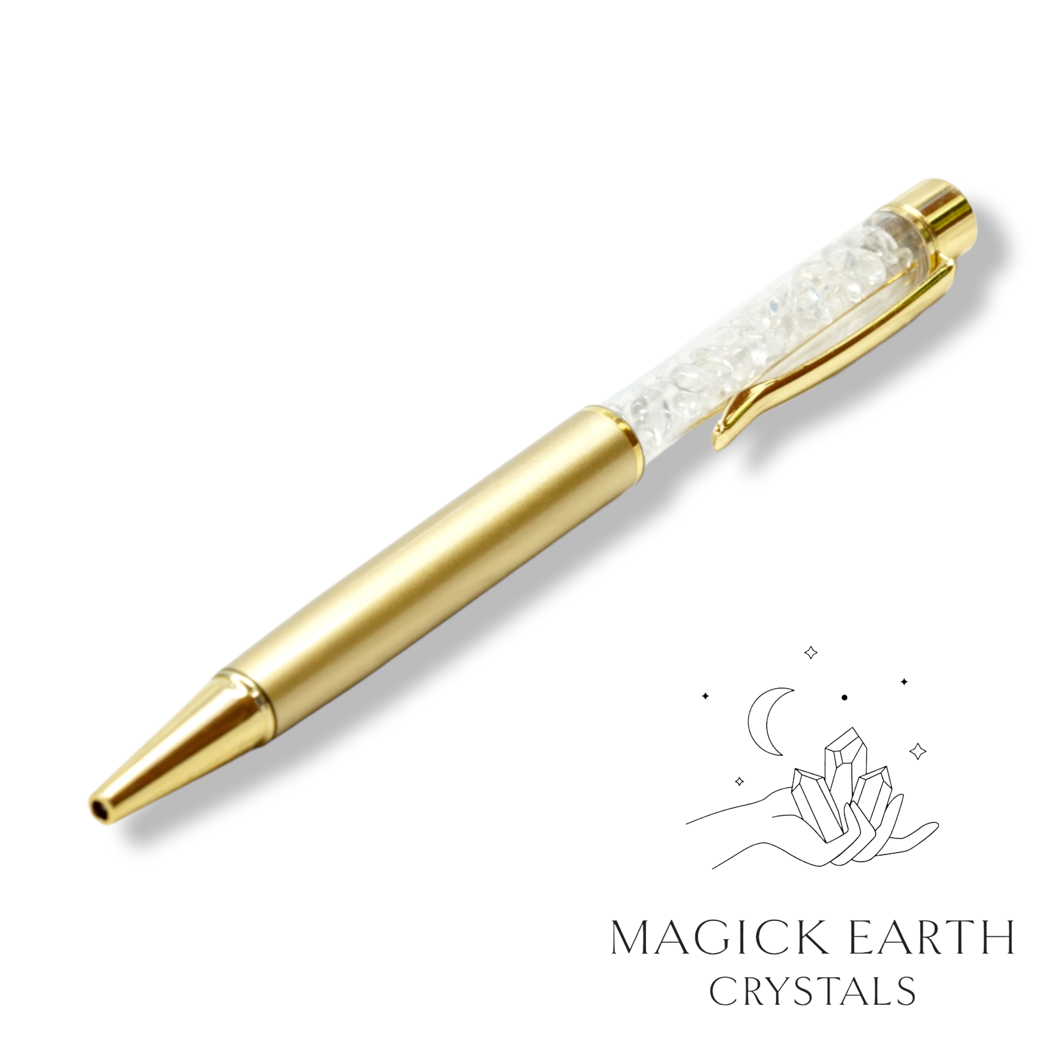 Natural Clear Quartz crystal chip pen view b