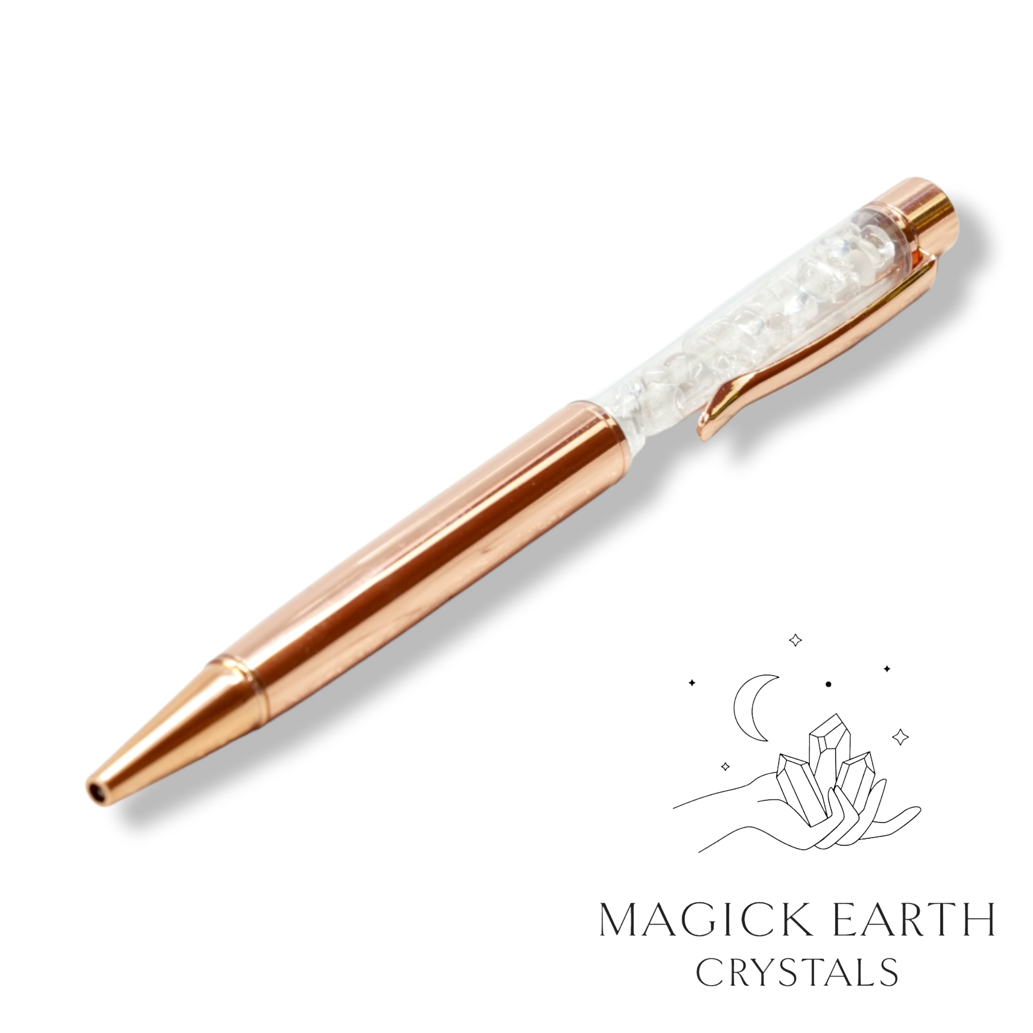 Natural Clear Quartz crystal chip pen view d