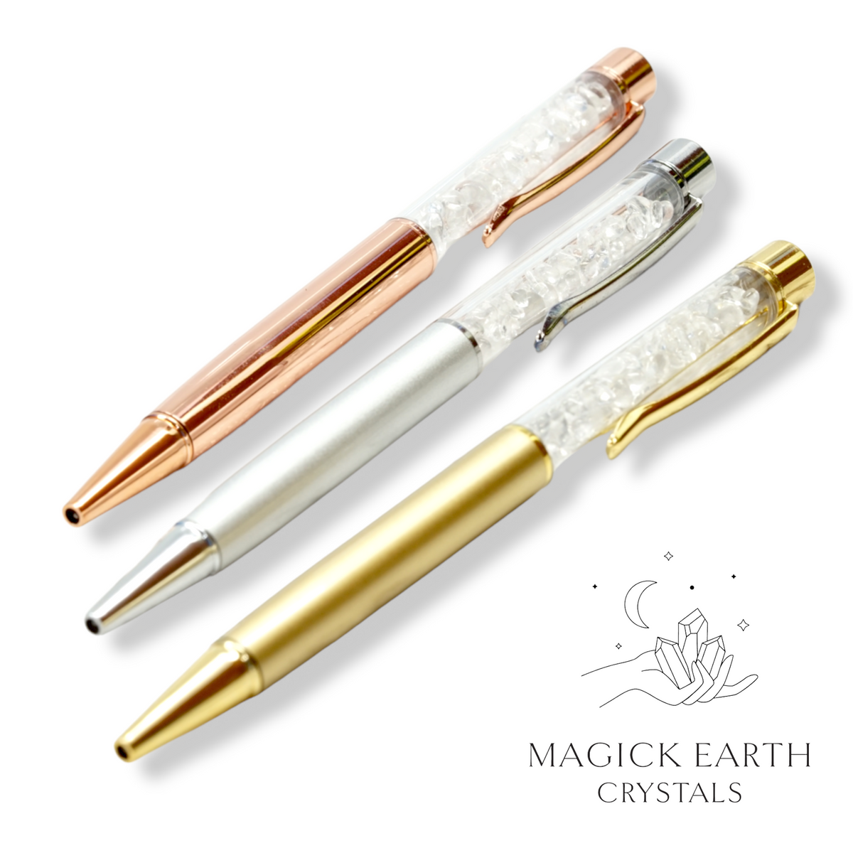 Natural Clear Quartz crystal chip pens view a