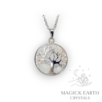 Natural Clear Quartz tree of life pendant view a