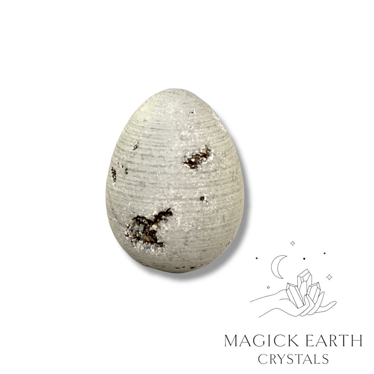  Electroplated Drizy Egg with Platinum Finish for Amplified Insight