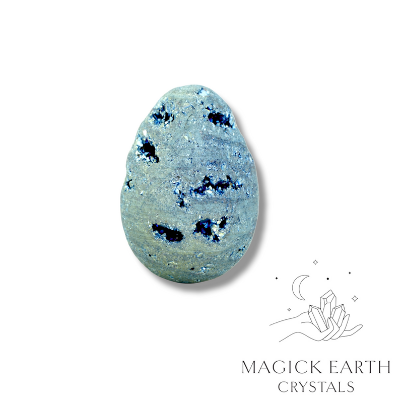  Electroplated Quartz Druzy Eggs in Teal Finish for Amplified Insight