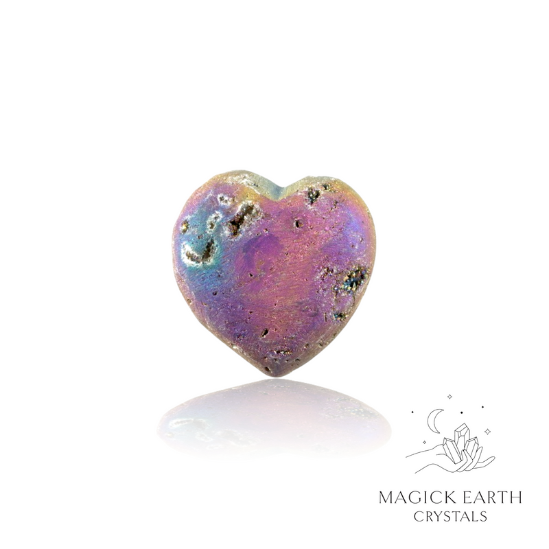 Electroplated Druzy  Heart with Rainbow Finish For Steady Strength