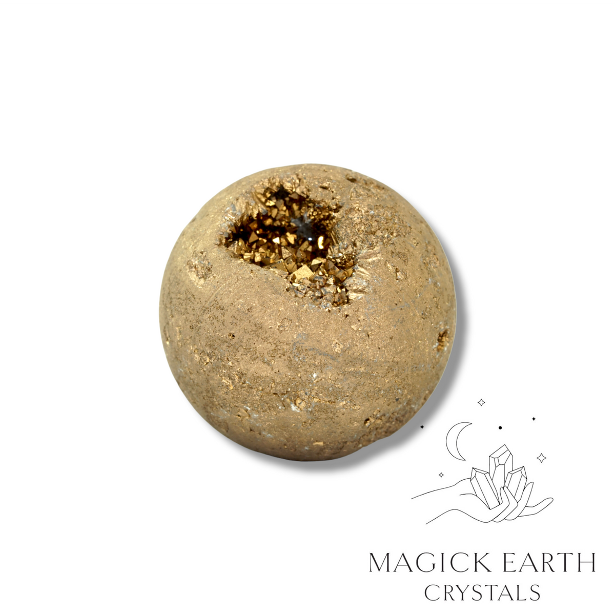 Electroplated Druzy Sphere with Coffee Finish for Amplified Insight