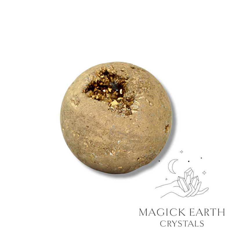 Electroplated Druzy Sphere with Coffee Finish for Amplified Insight