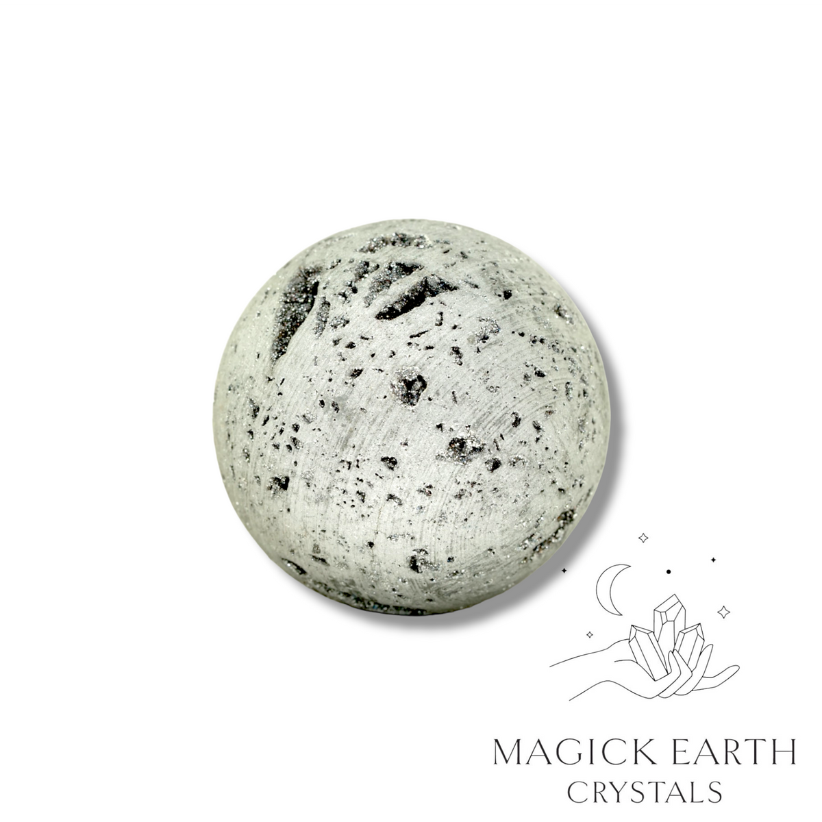  Electroplated Druzy Sphere with Platinum Finish for Amplified Insight
