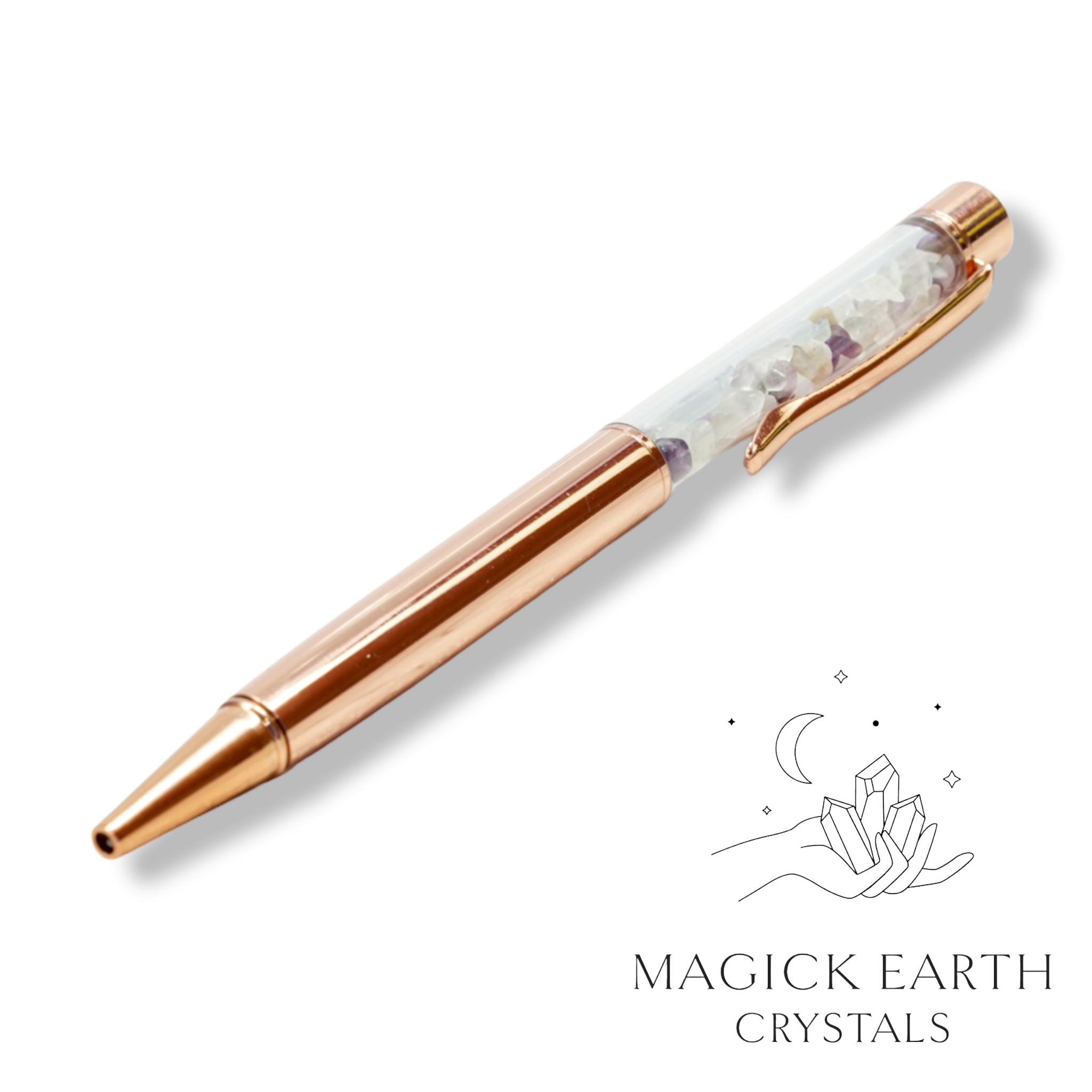 Natural Fluorite crystal chip pen view d