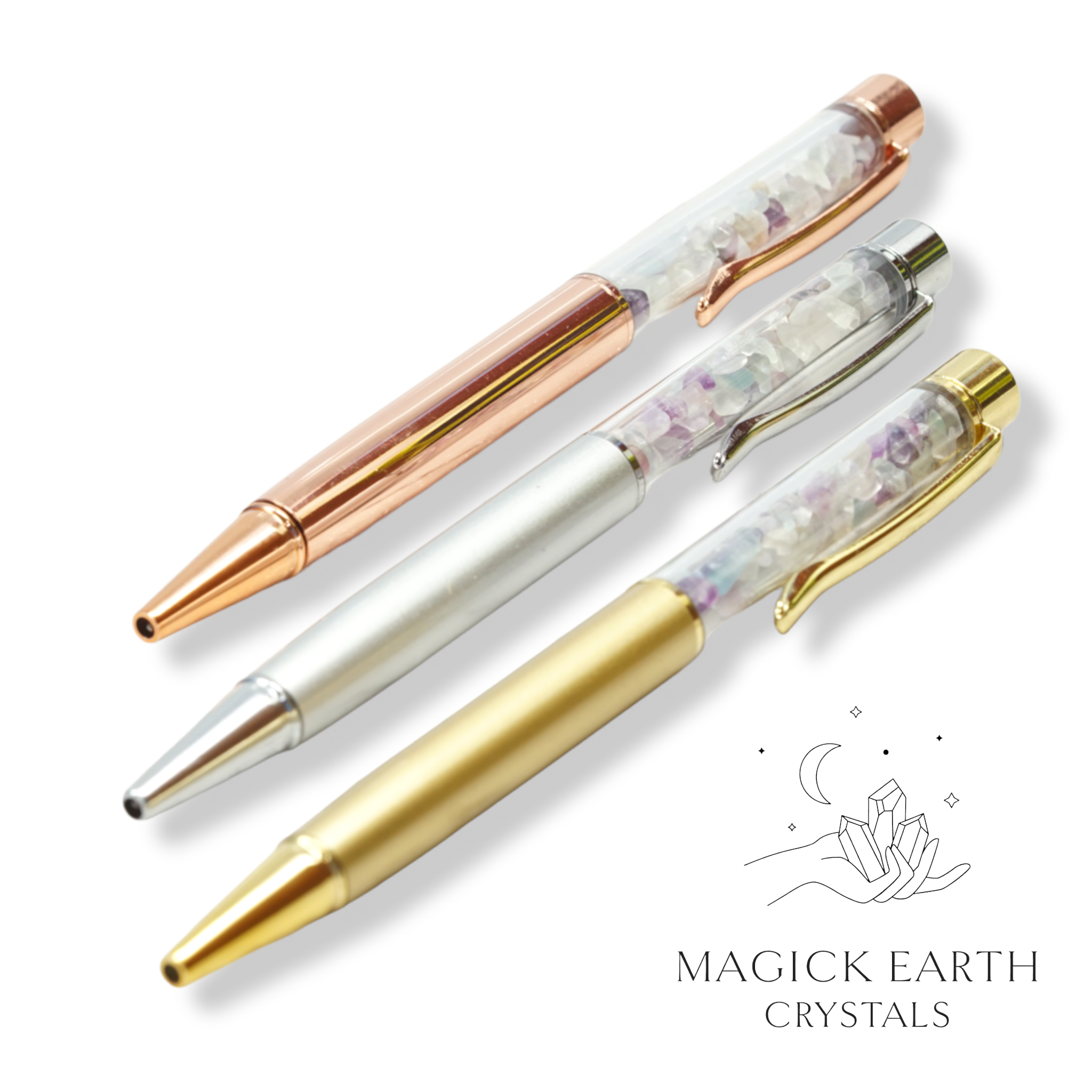 Natural Fluorite crystal chip pens view a