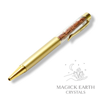 Natural Goldstone crystal chip pen view b