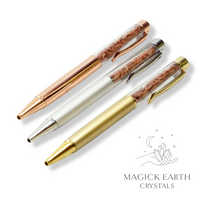 Natural Goldstone crystal chip pens view a