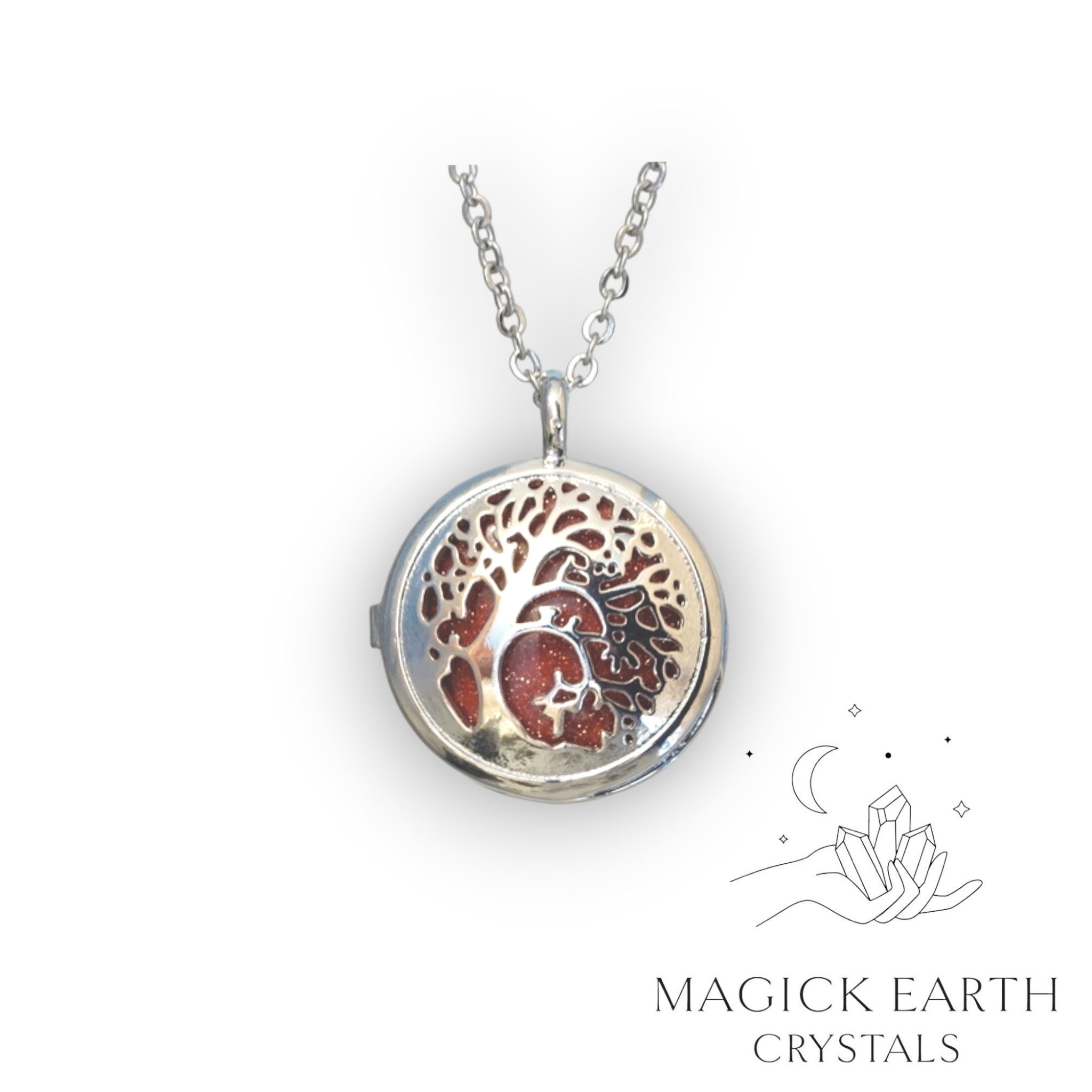 Goldstone tree of life diffuser pendant view a