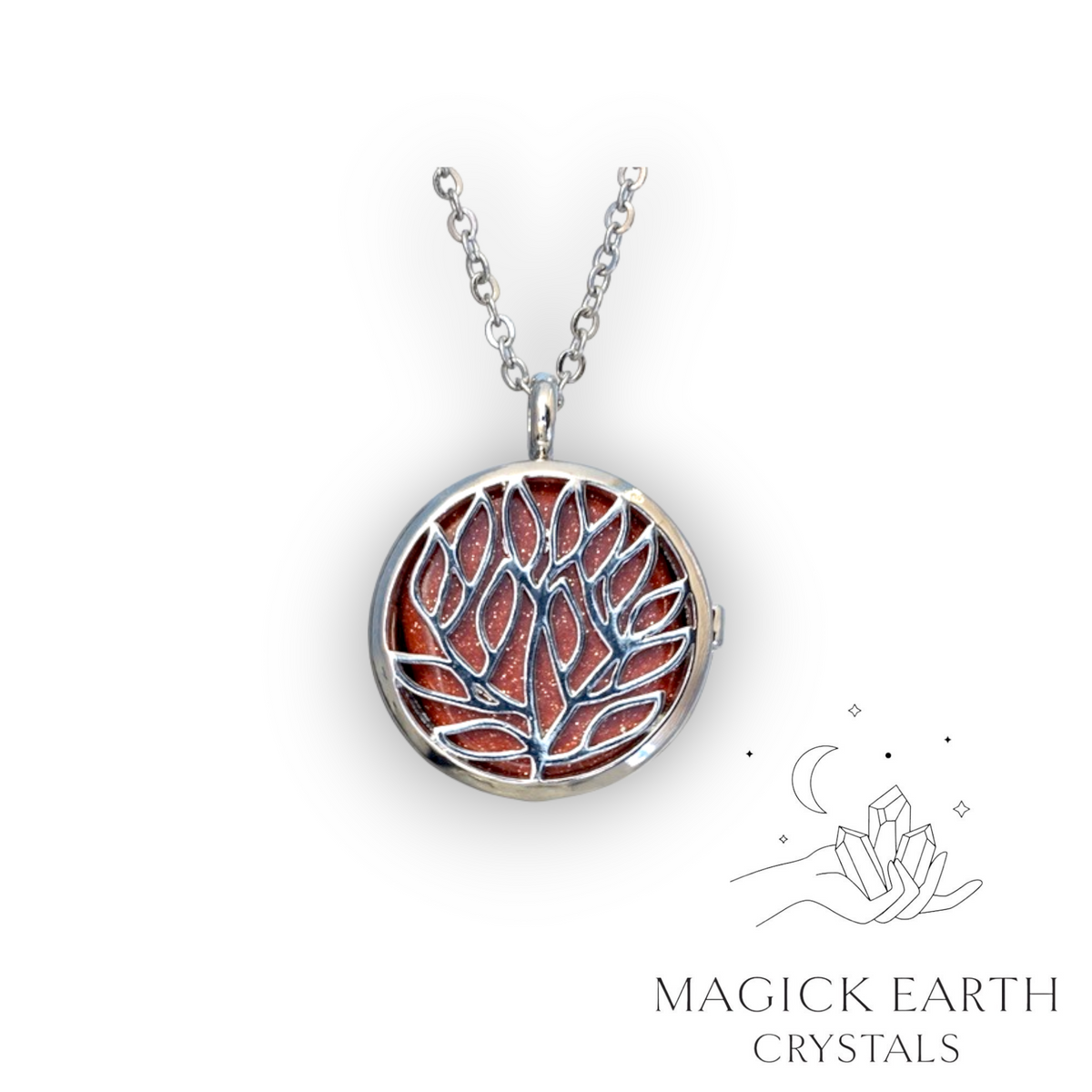 Goldstone tree of life diffuser pendant view b