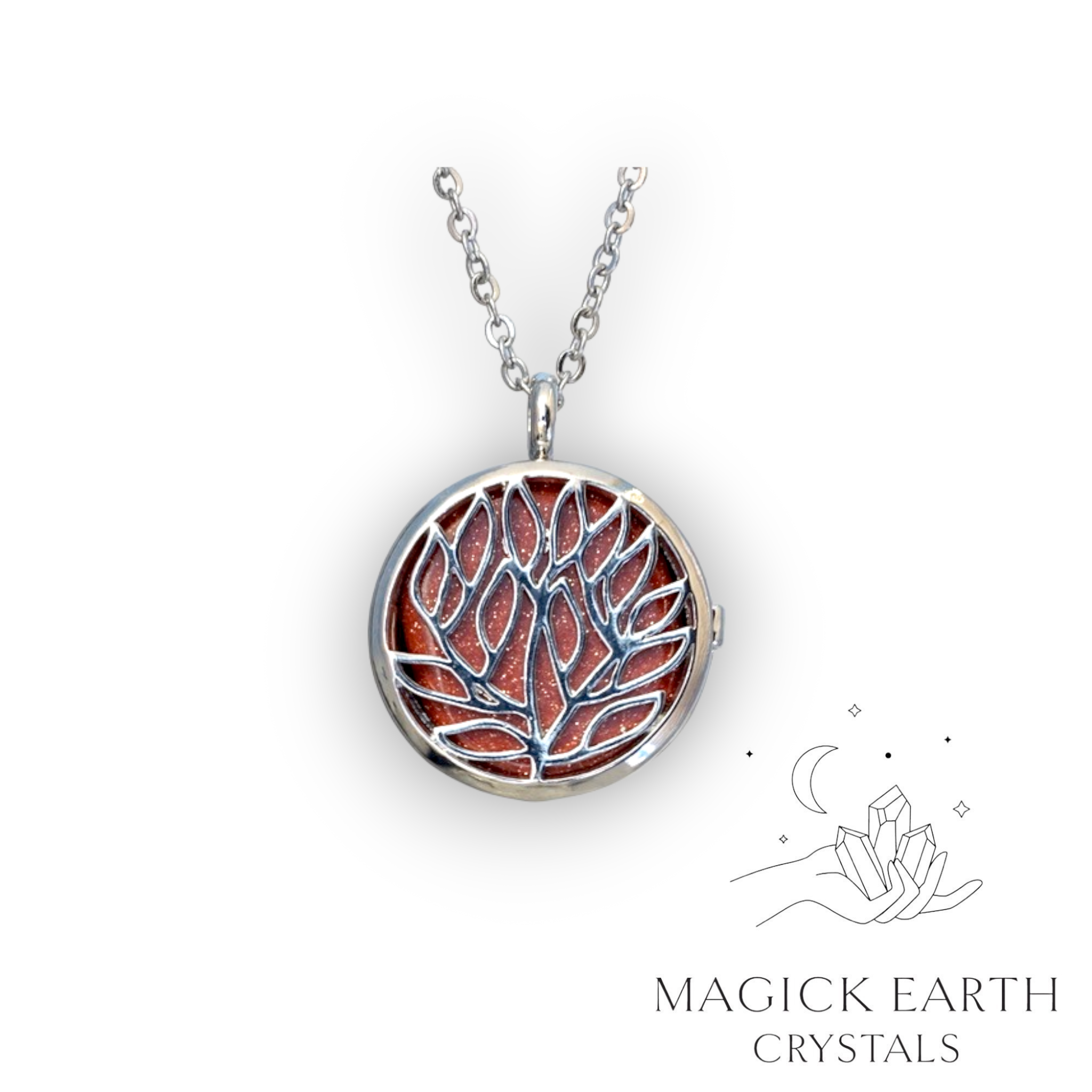 Goldstone tree of life diffuser pendant view b
