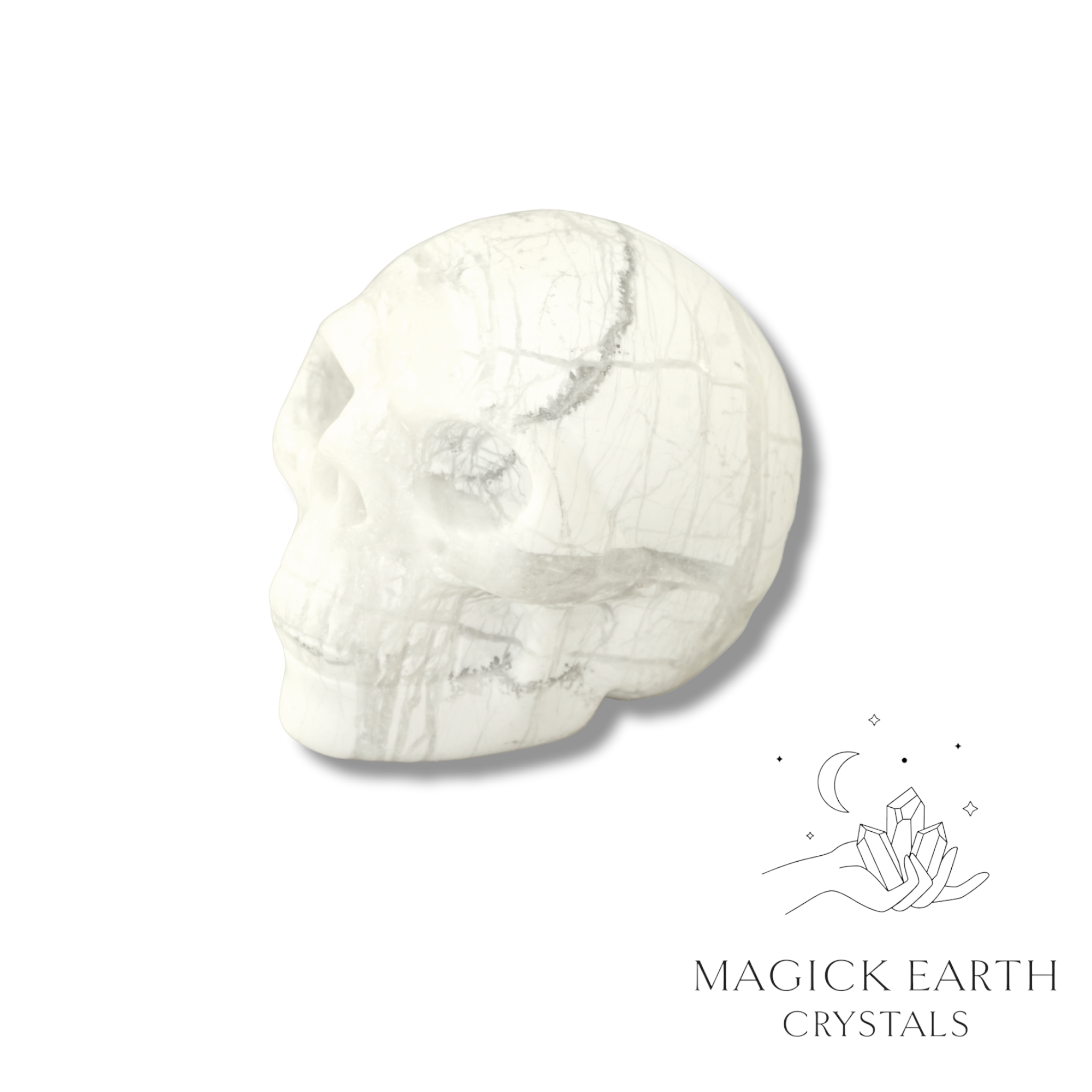 Natural Howlite crystal skull view b