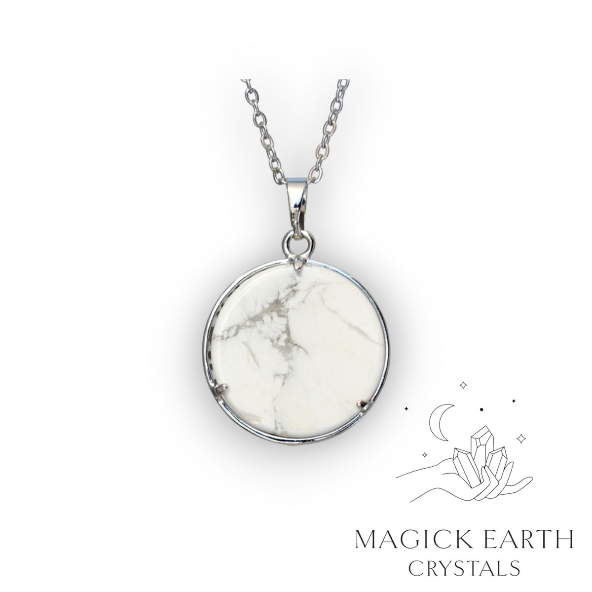 Natural Howlite tree of life pendant view b