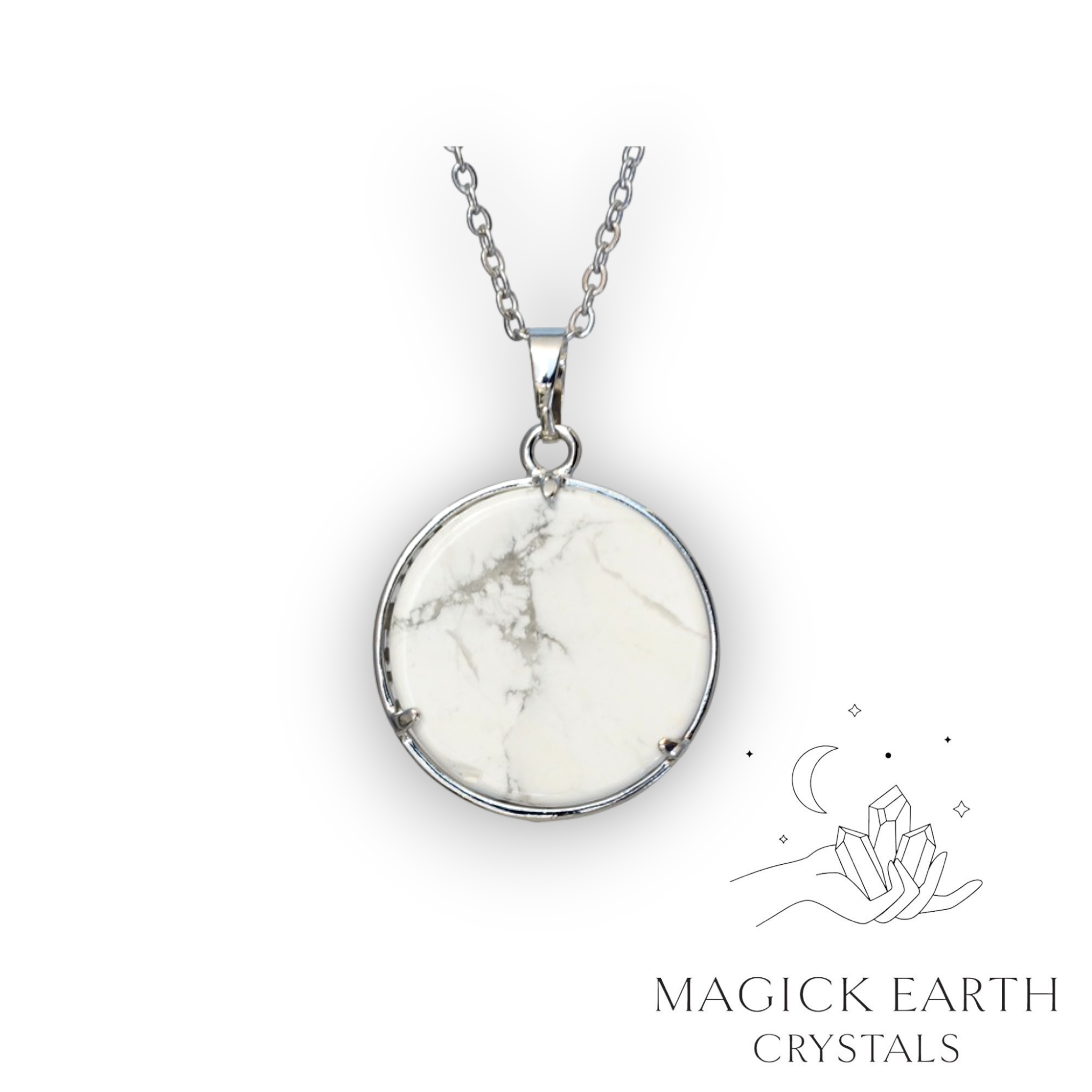 Natural Howlite tree of life pendant view b