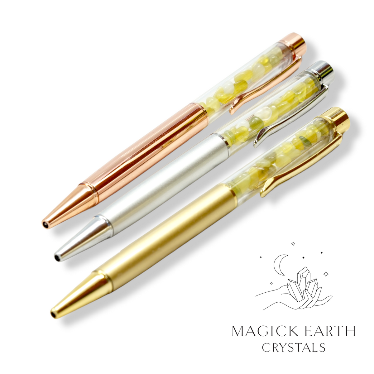 Natural Jade crystal chip pens view a