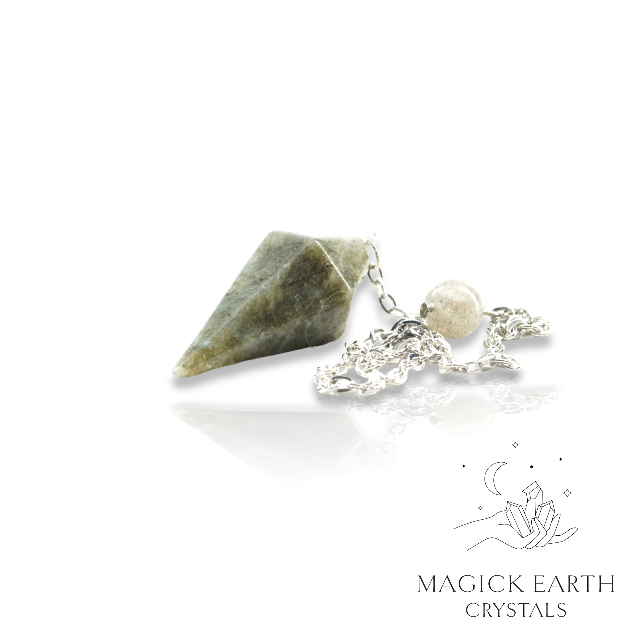 Natural Labradorite crystal apex pendulum  