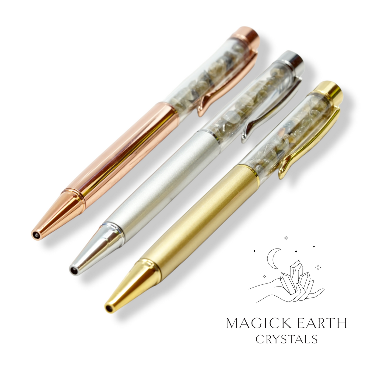 Natural Labradorite crystal chip pens view a