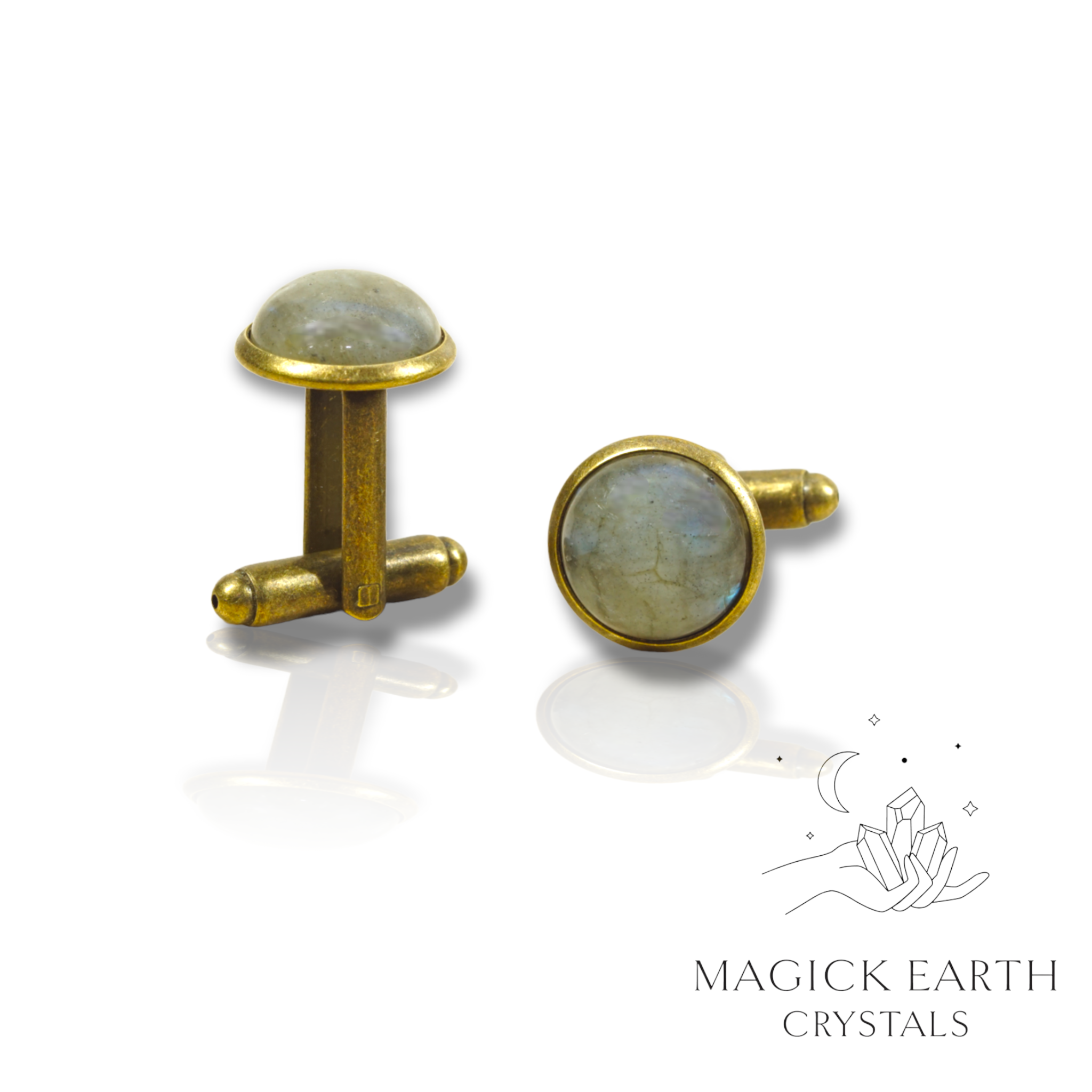 Natural Labradorite crystal cufflinks view a