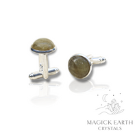 Natural Labradorite crystal cufflinks view b