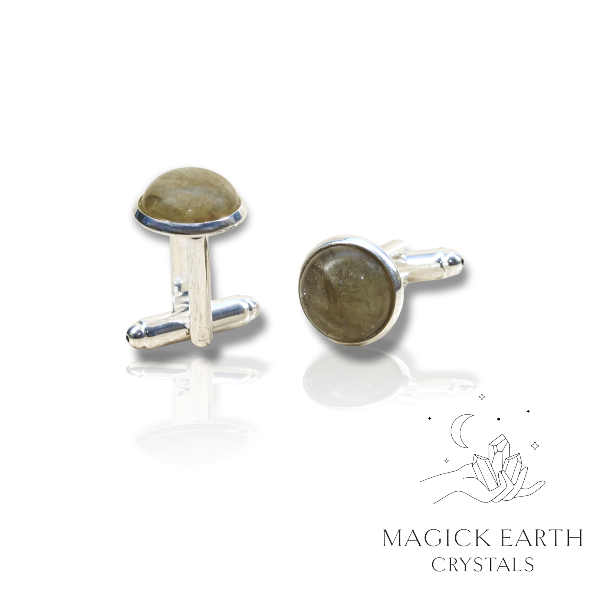Natural Labradorite crystal cufflinks view b