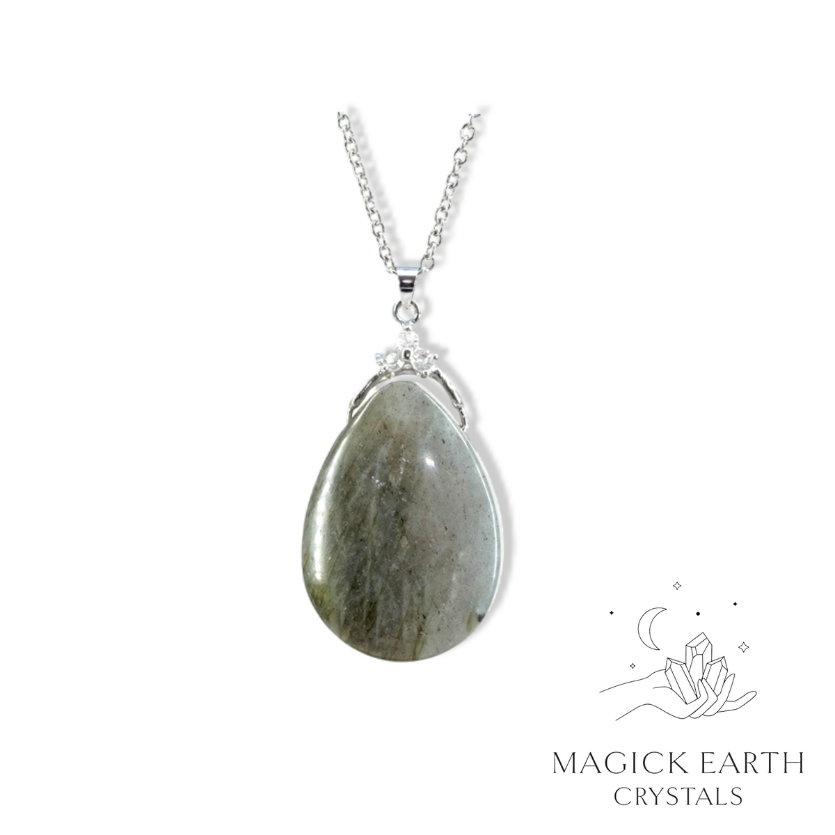 Natural Labradorite crystal teardrop pendant