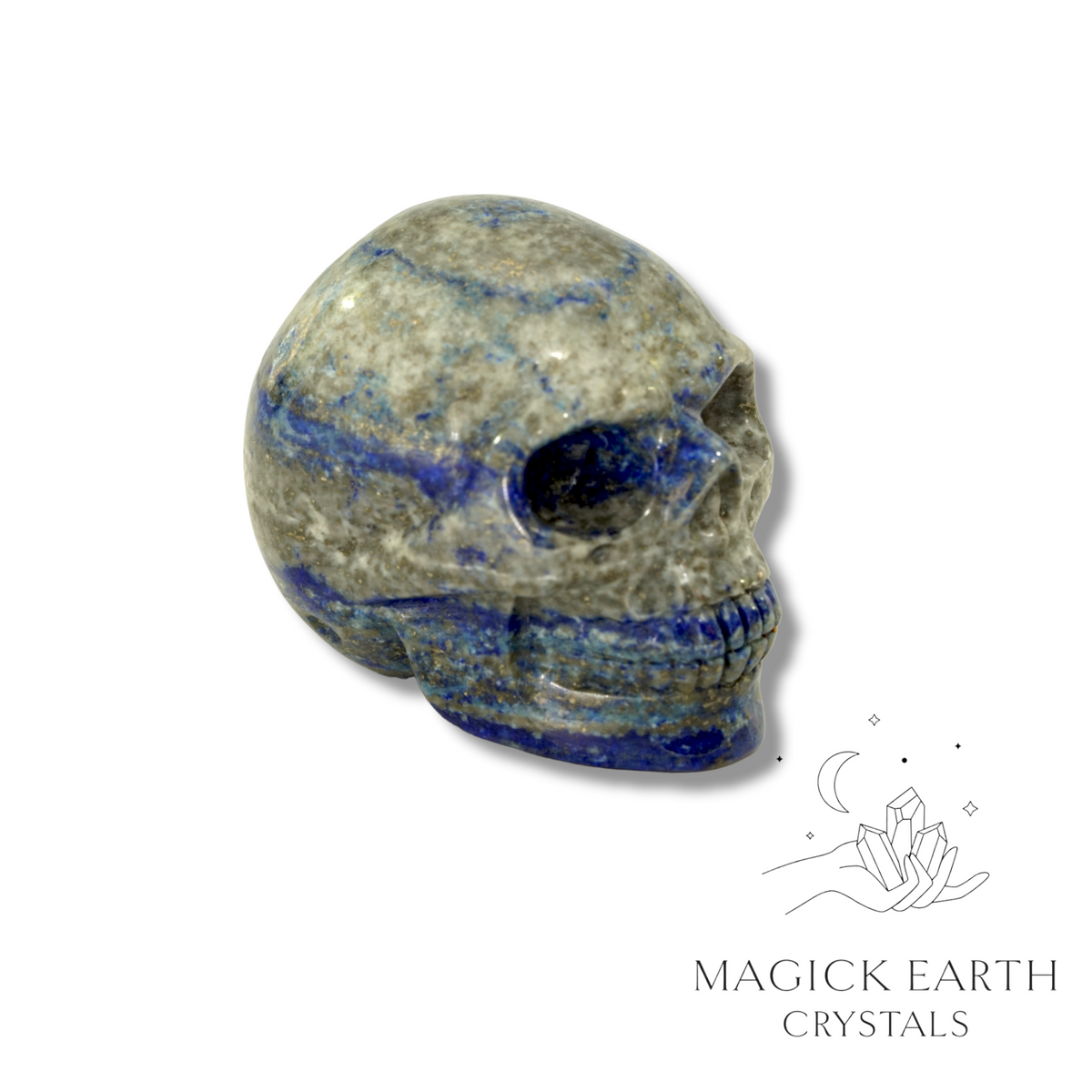 Natural Lapis Lazuli crystal skull view a