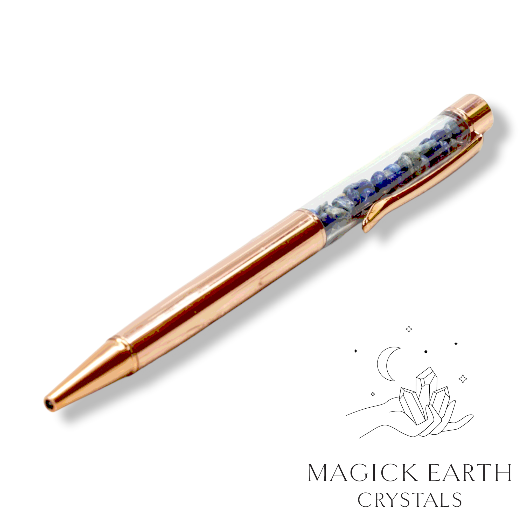Natural Lapis Lazuli crystal chip pen view d