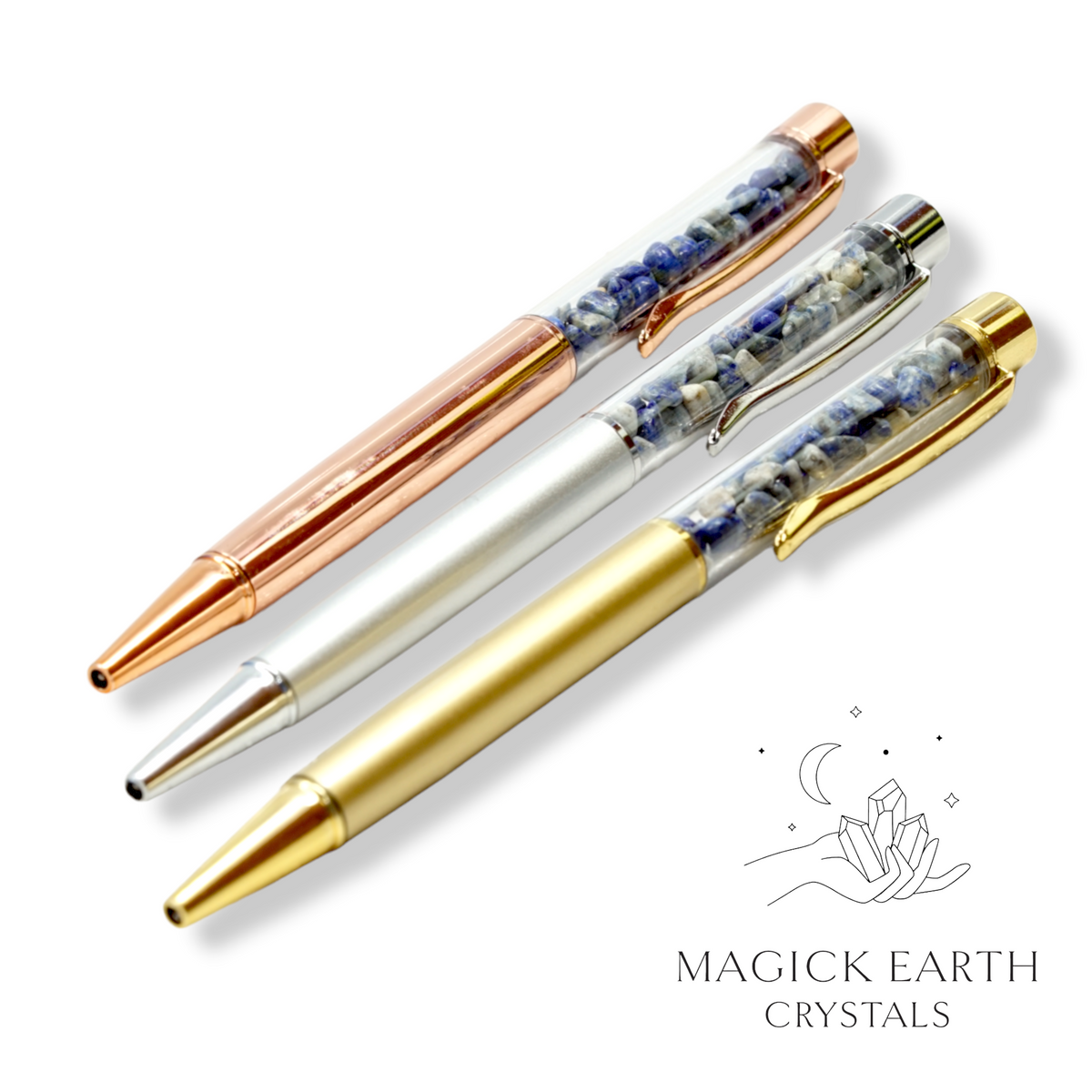 Natural Lapis Lazuli crystal chip pens view a