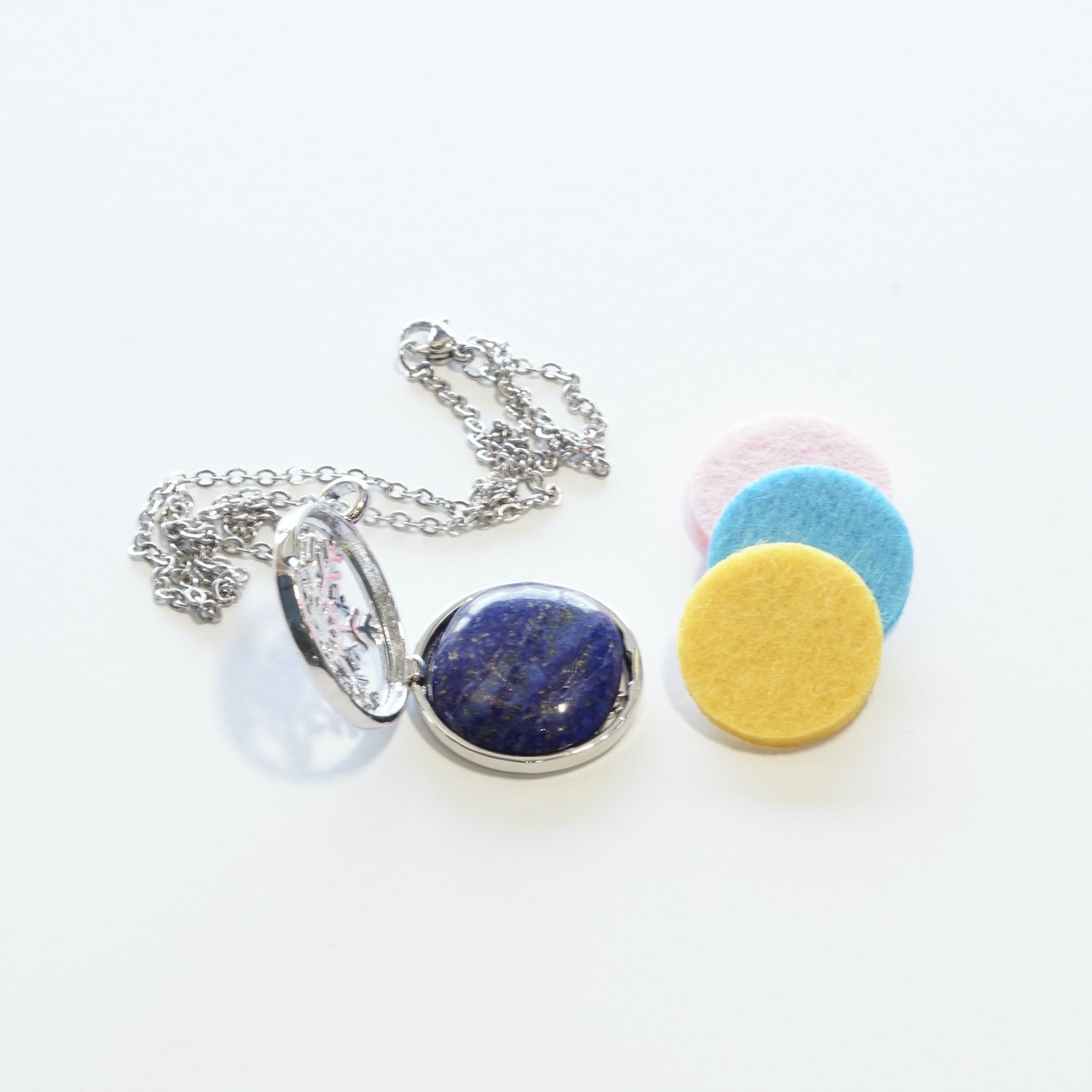 Natural Lapis Lazuli snowflake diffuser pendant view c