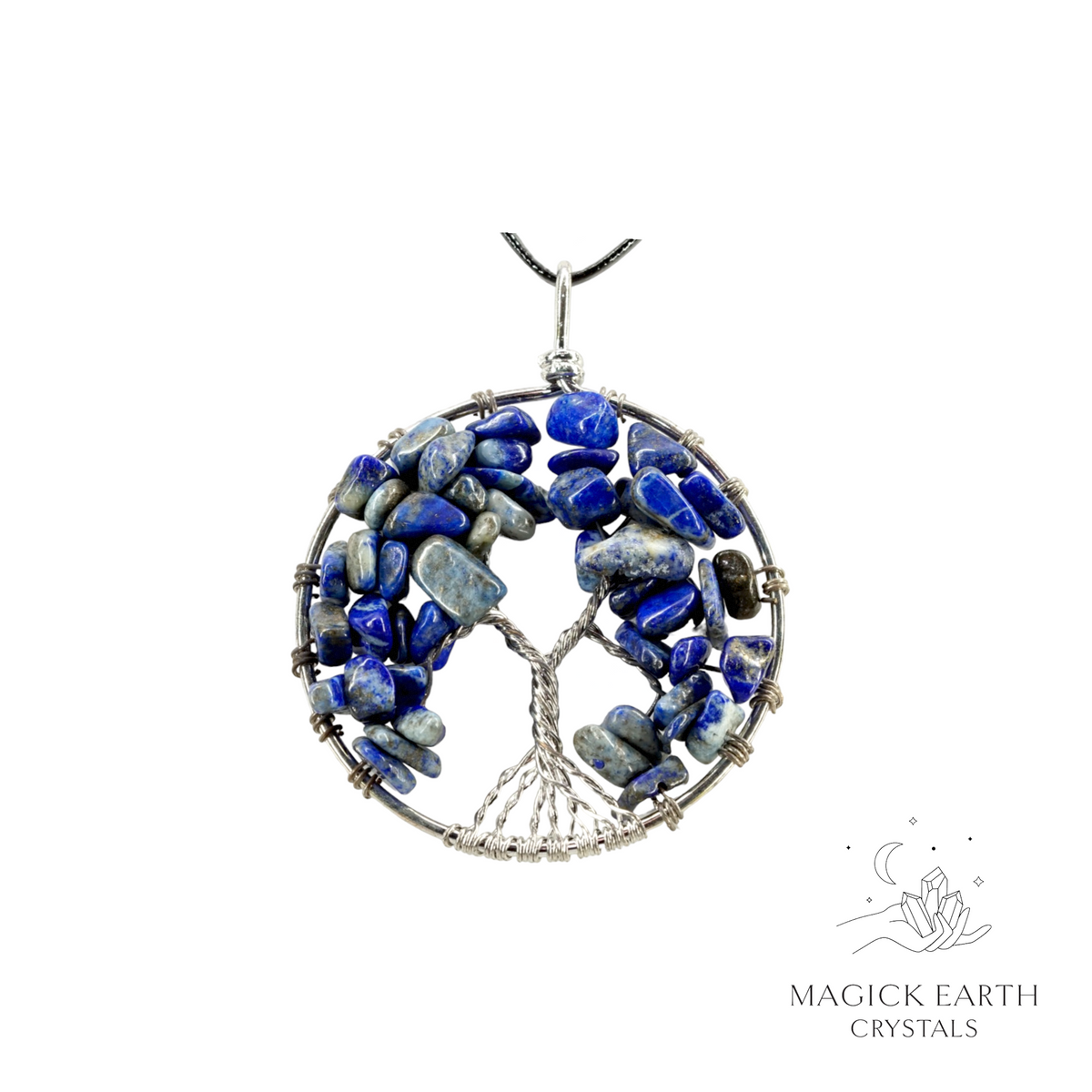 Natural Lapis Lazuli tree of life chip pendant  