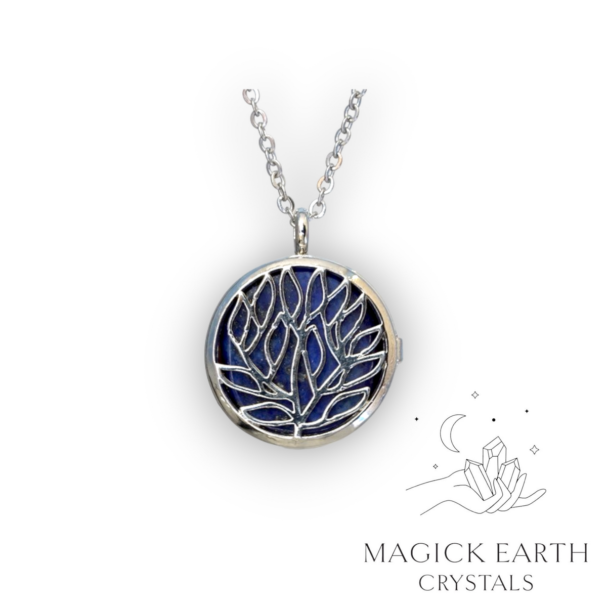  Natural Lapis Lazuli tree of life diffuser pendant view b
