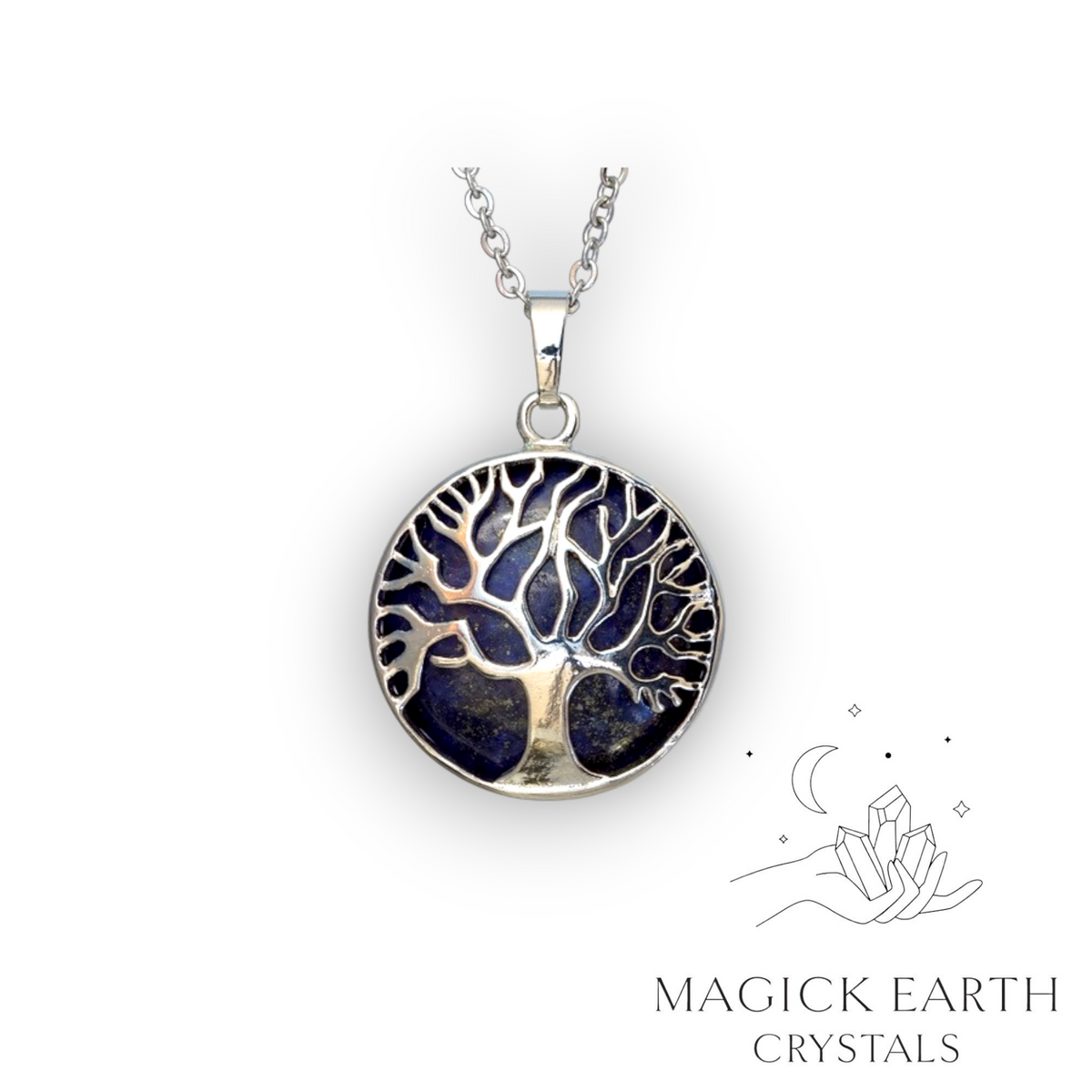 Natural Lapis Lazuli tree of life pendant view a