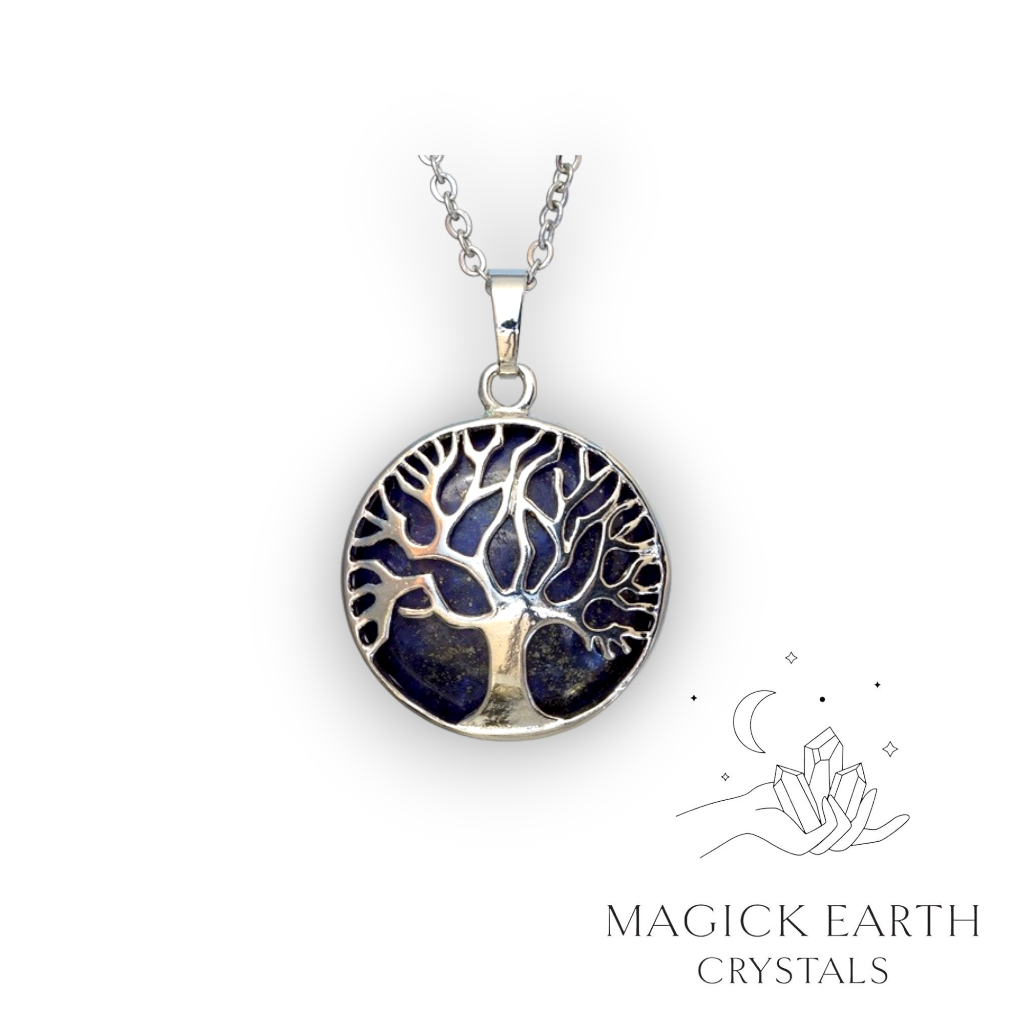 Natural Lapis Lazuli tree of life pendant view a