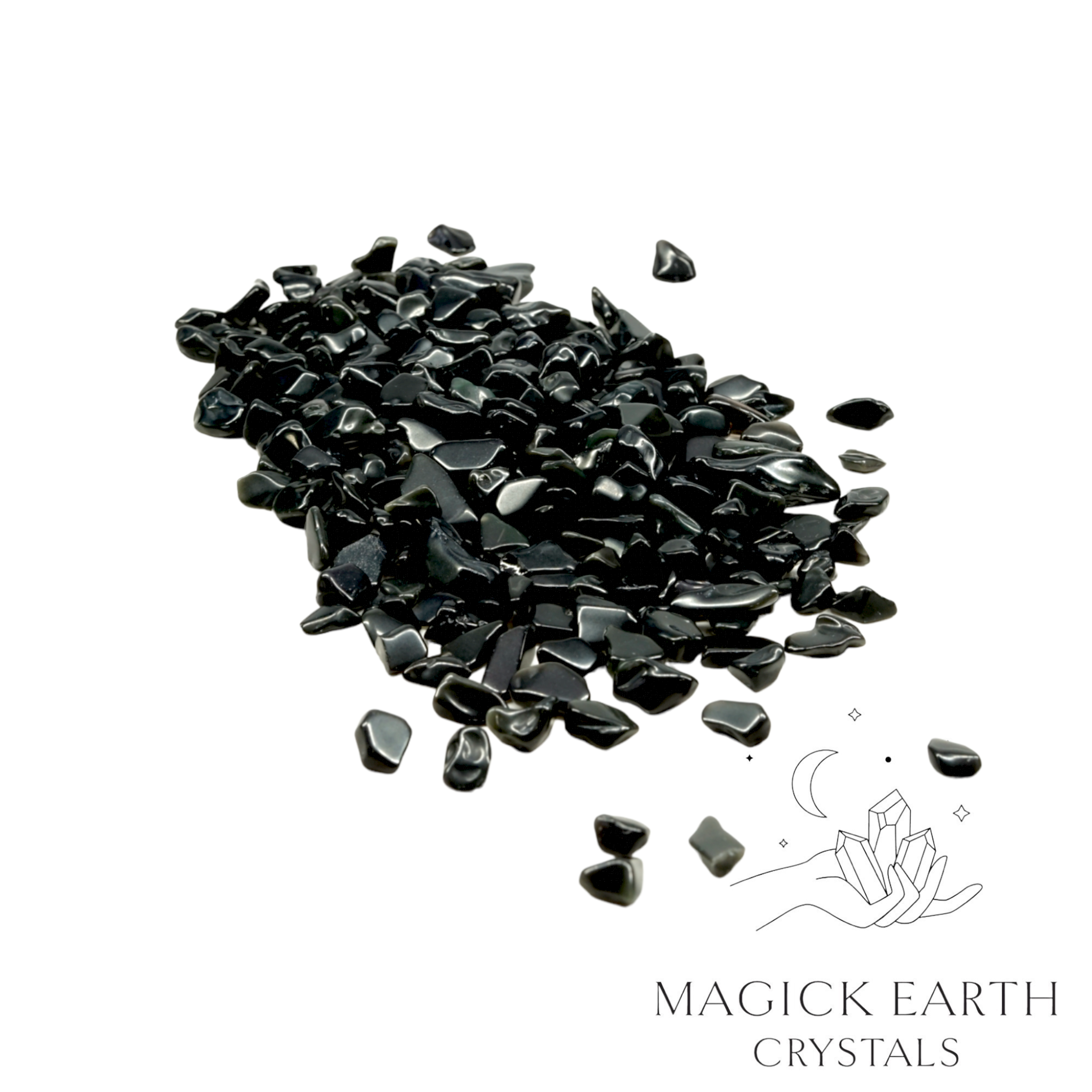 Natural large obsidian crystal chips, 100g loose pile.