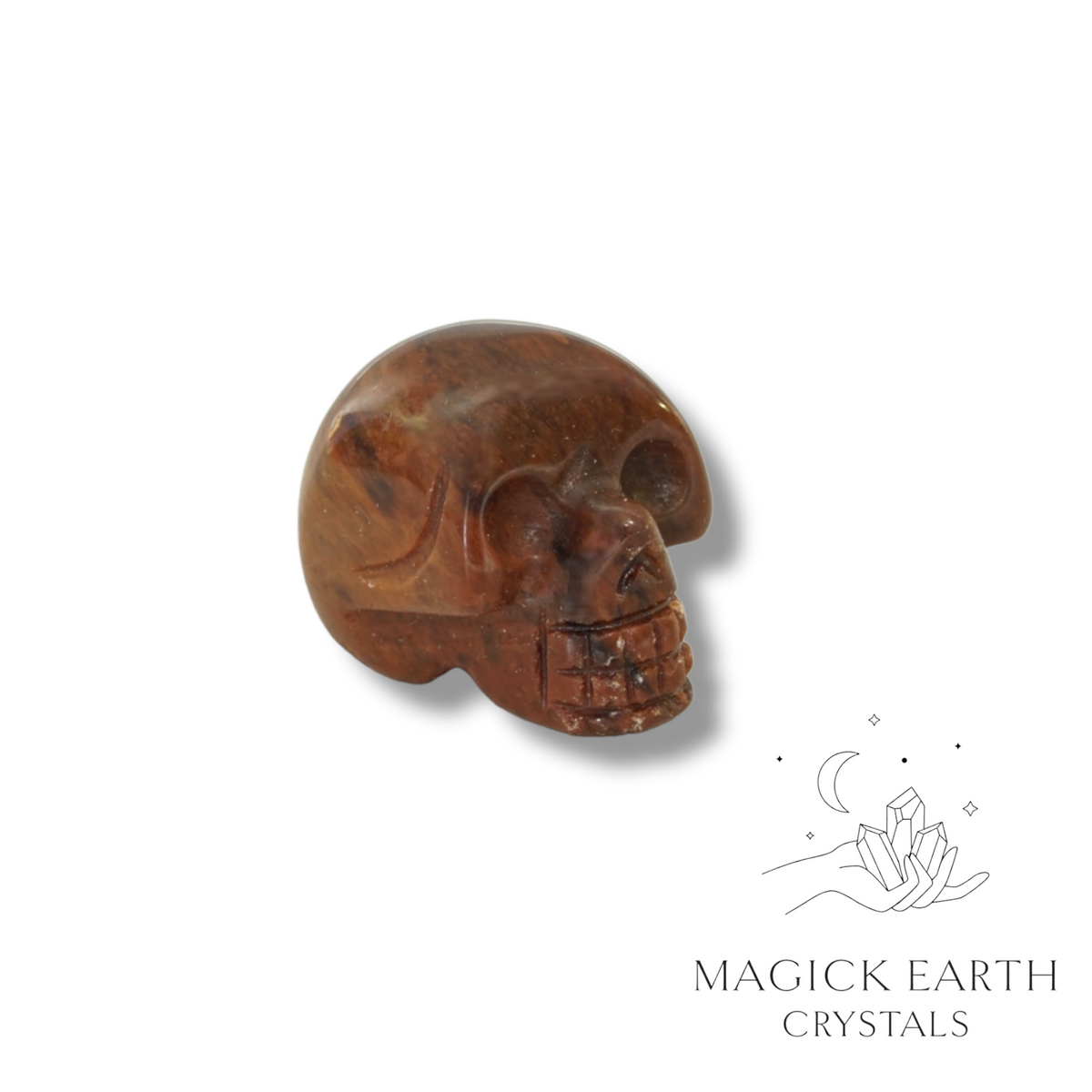 Natural Mahogany Obsidian crystal mini skull view a