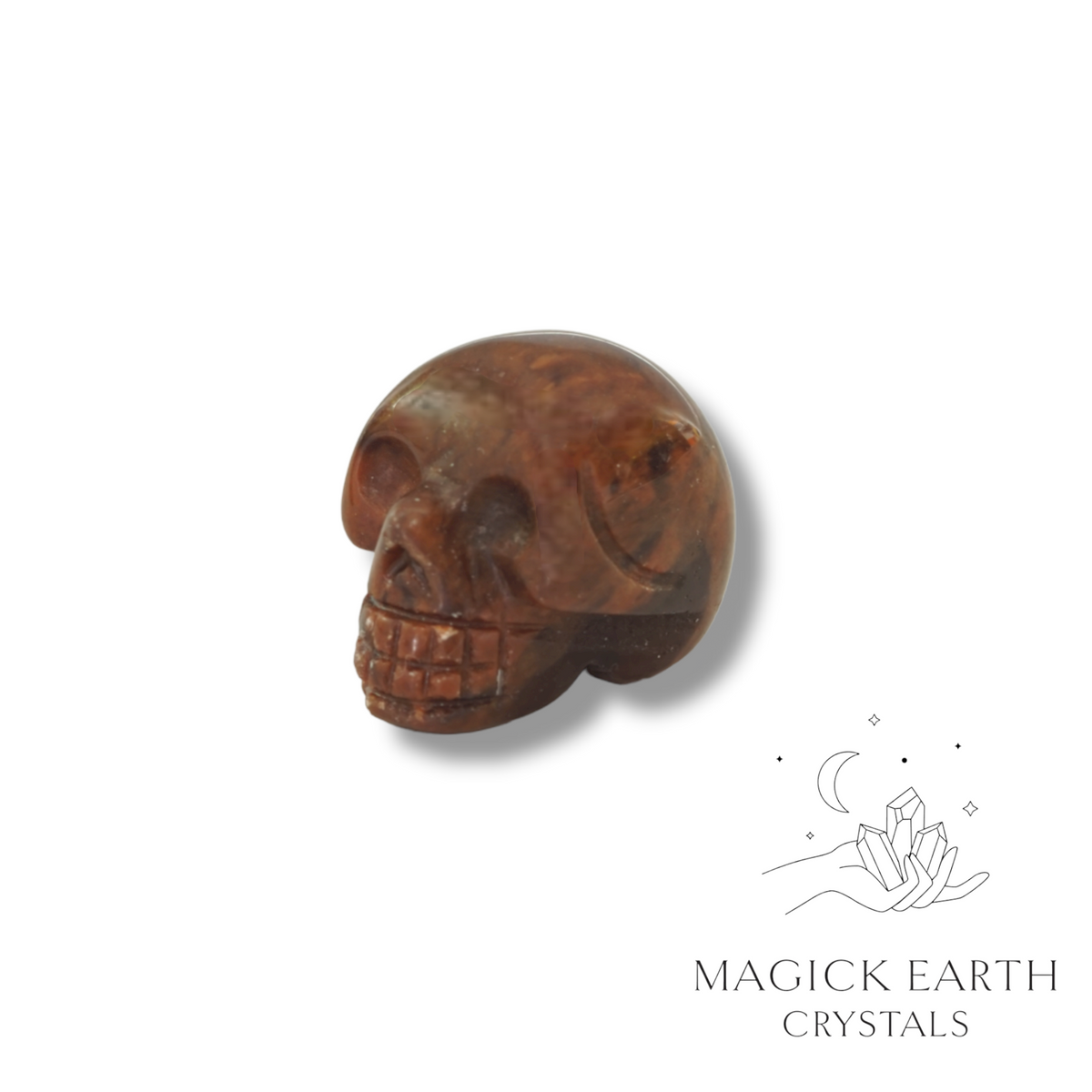 Natural Mahogany Obsidian crystal mini skull view b