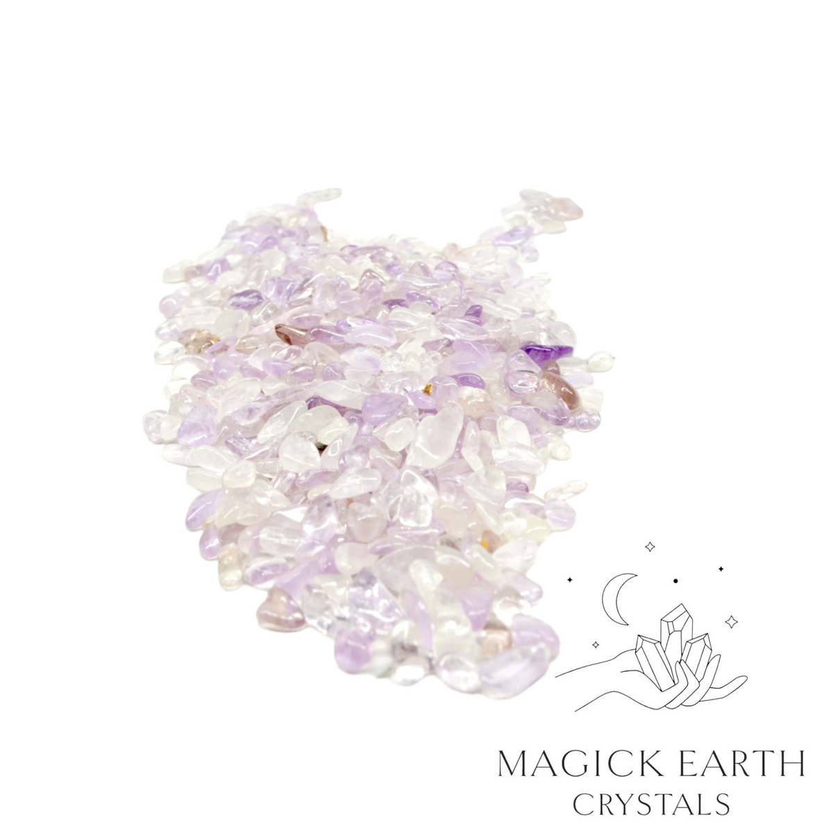 Natural medium light amethyst crystal chips, 100g loose pile