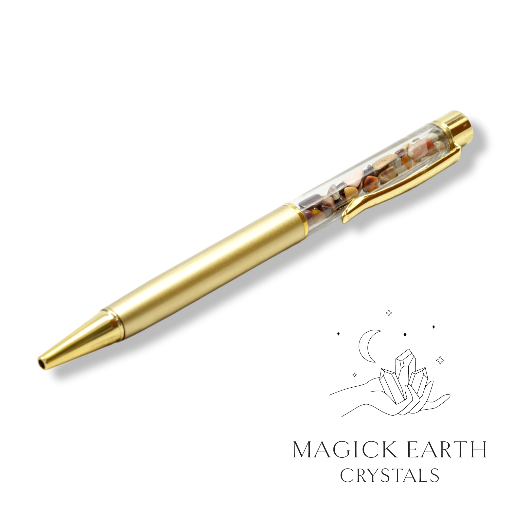 Natural Mookaite Jasper crystal chip pen view b