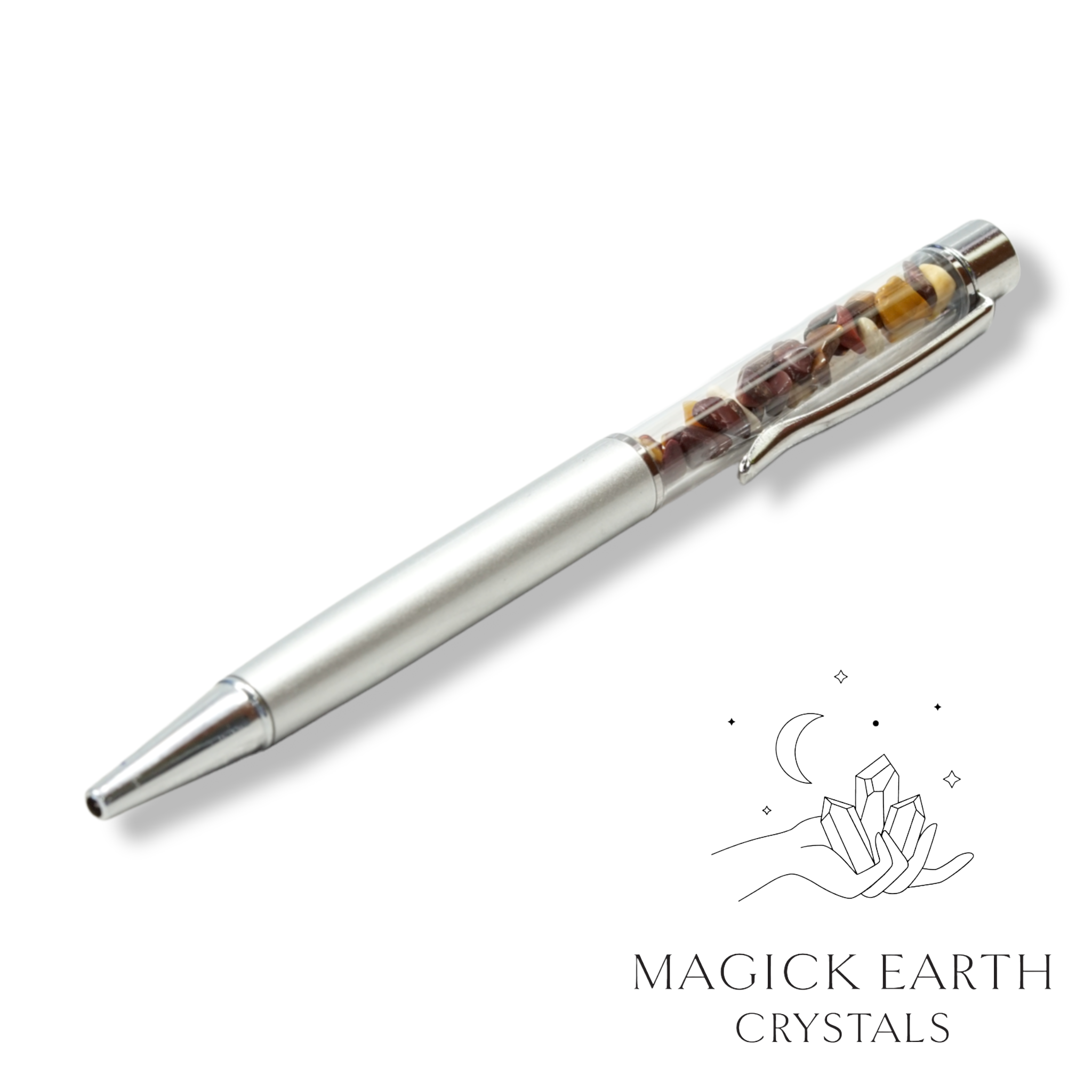 Natural Mookaite Jasper crystal chip pen view c