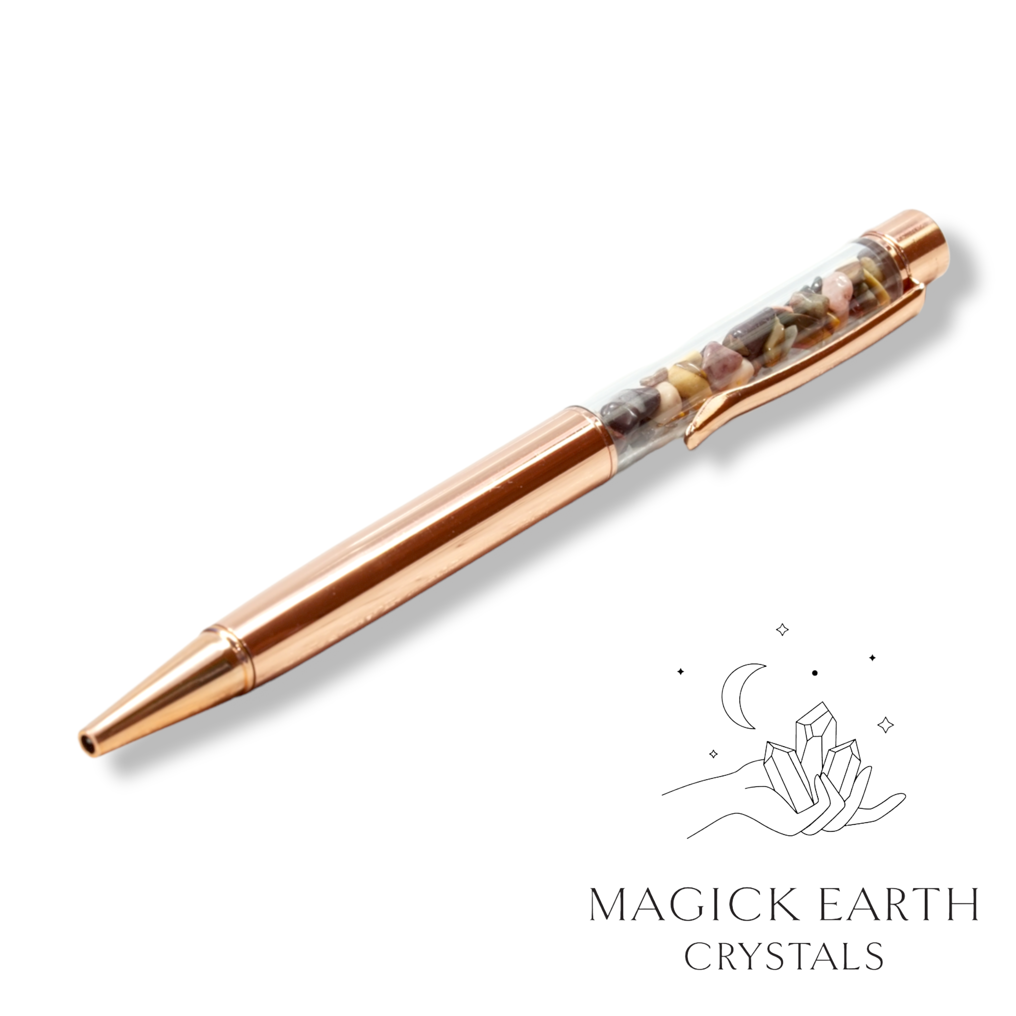 Natural Mookaite Jasper crystal chip pen view d