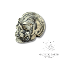 Natural Net Jasper crystal skull view b