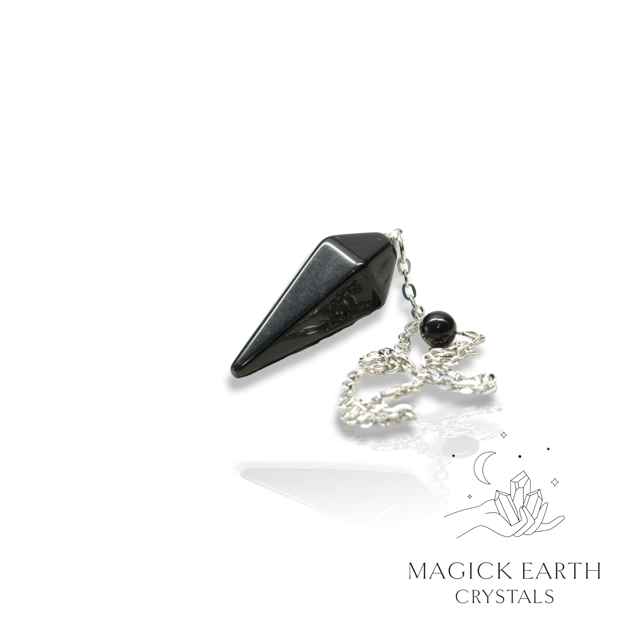 Natural Obsidian crystal apex pendulum 