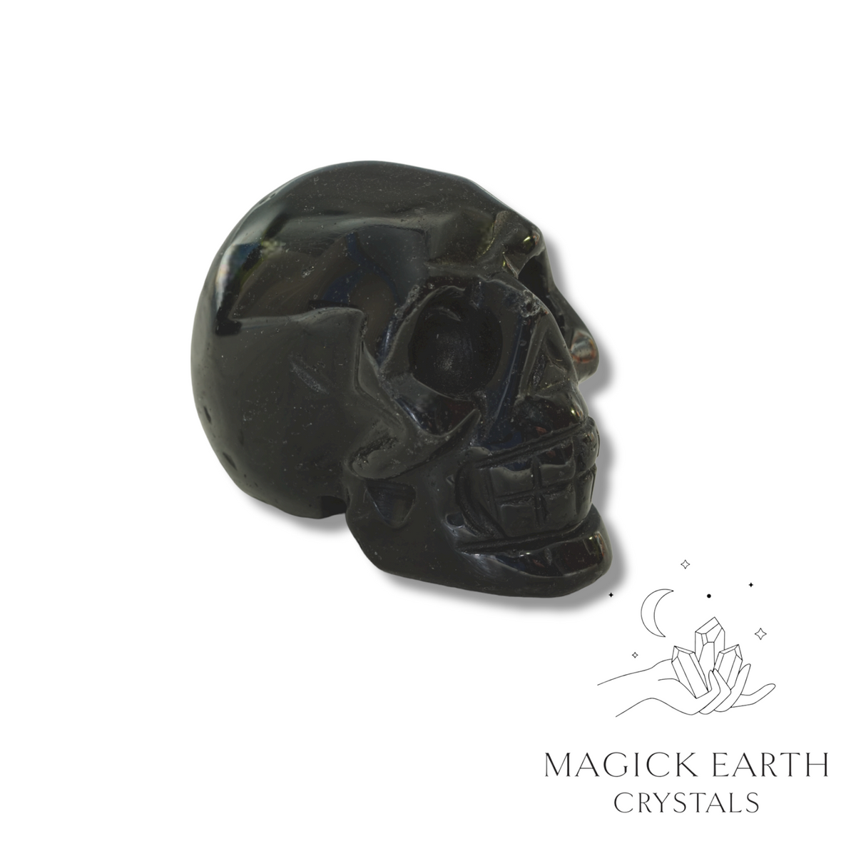 Natural Obsidian crystal skull view a