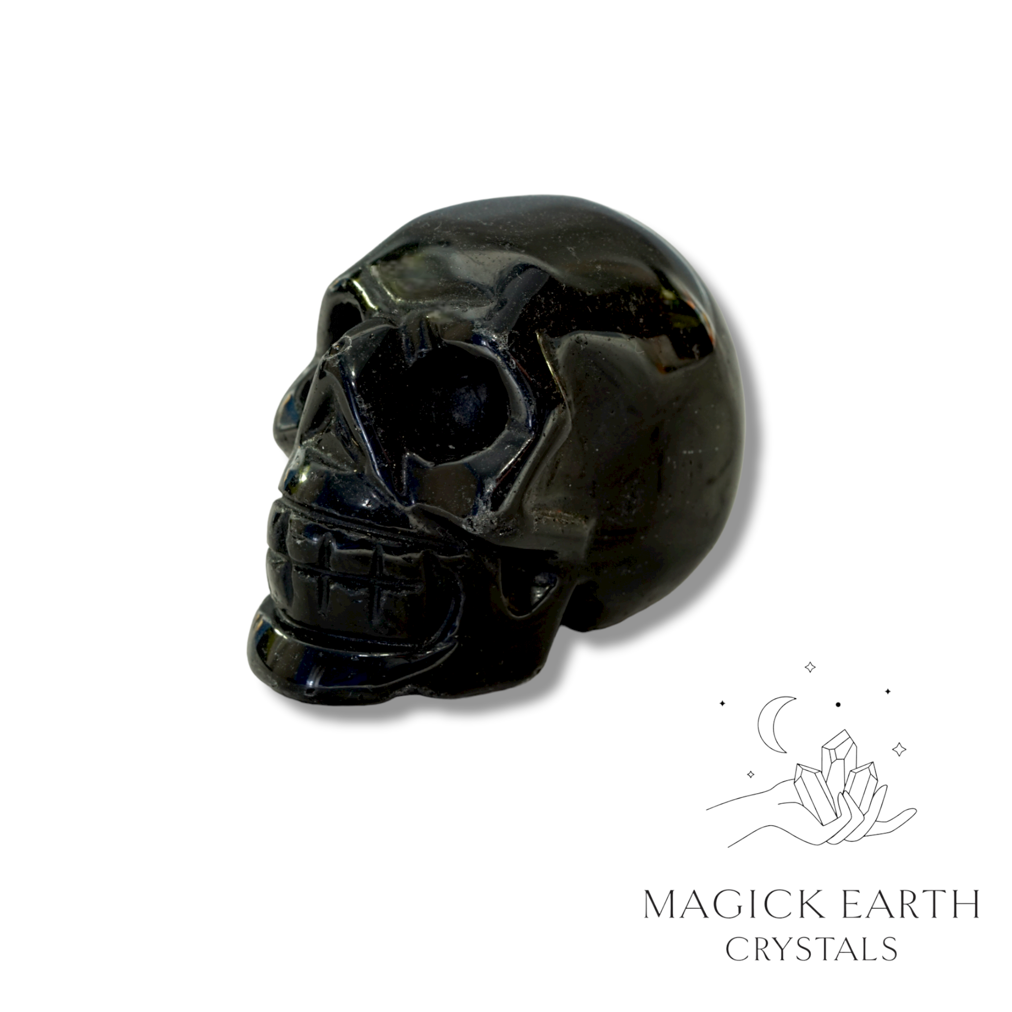 Natural Obsidian crystal skull view b