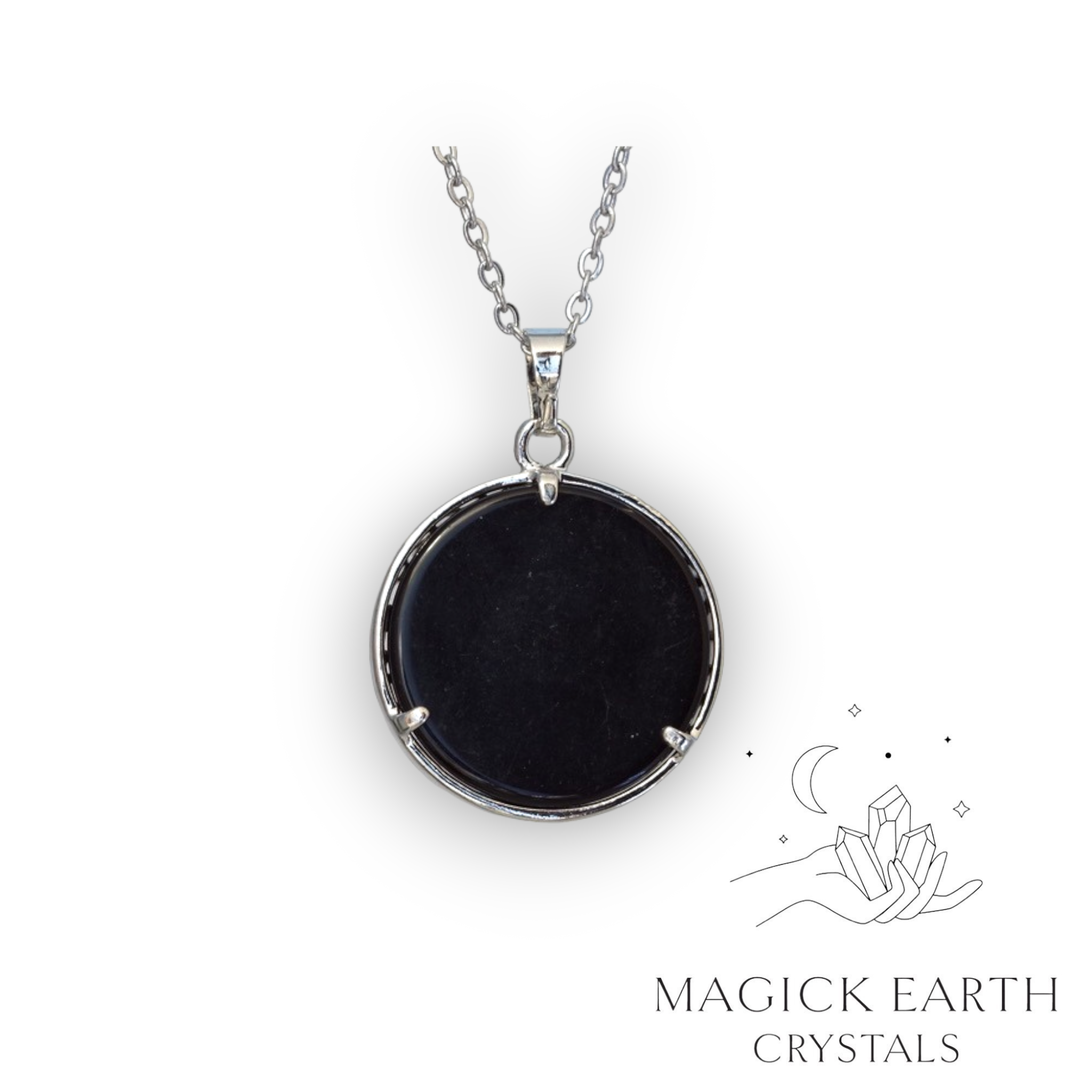 Natural Obsidian tree of life pendant view b