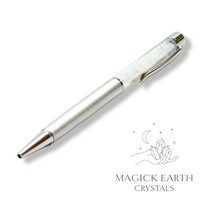 Natural Opalite crystal chip pen view c