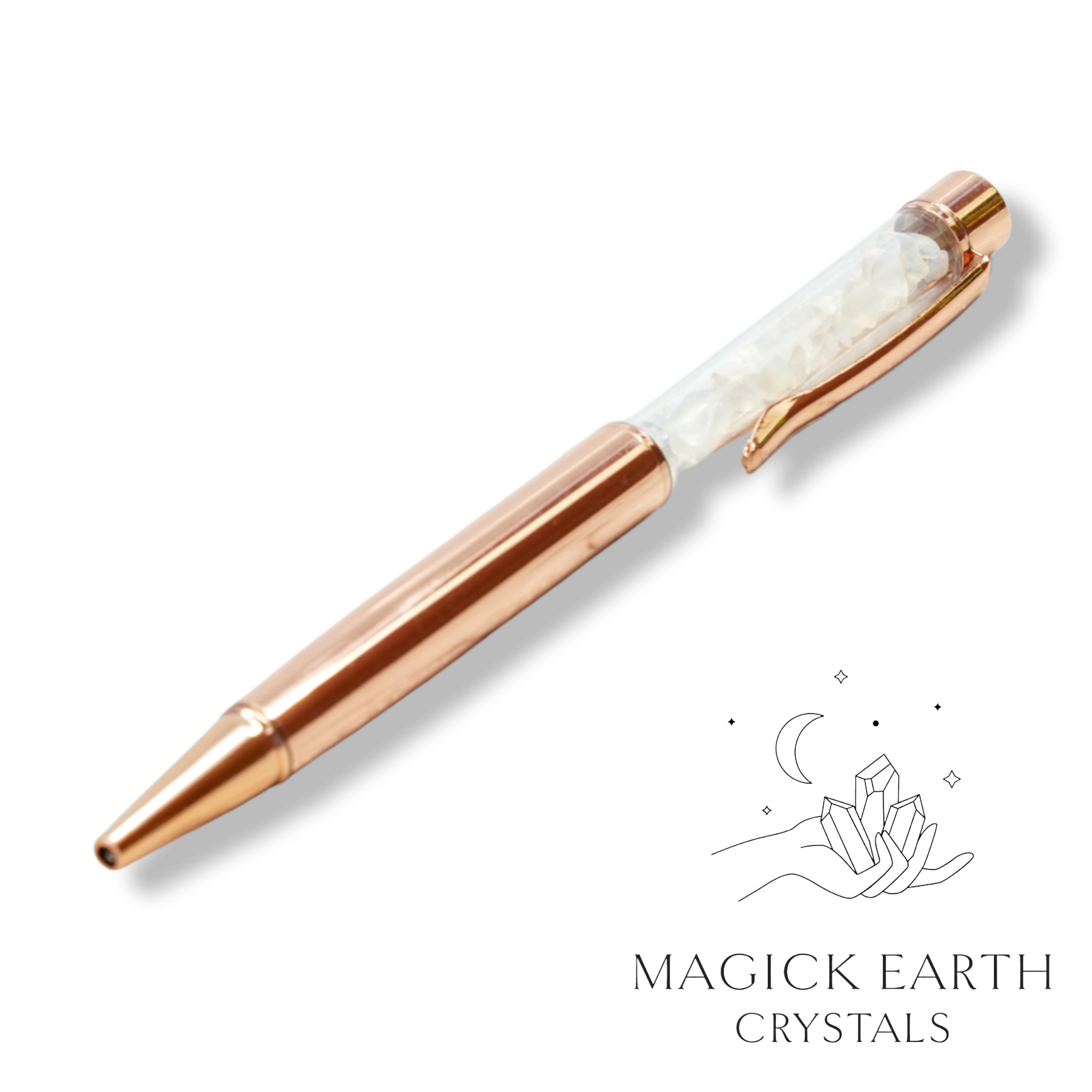 Natural Opalite crystal chip pen view d
