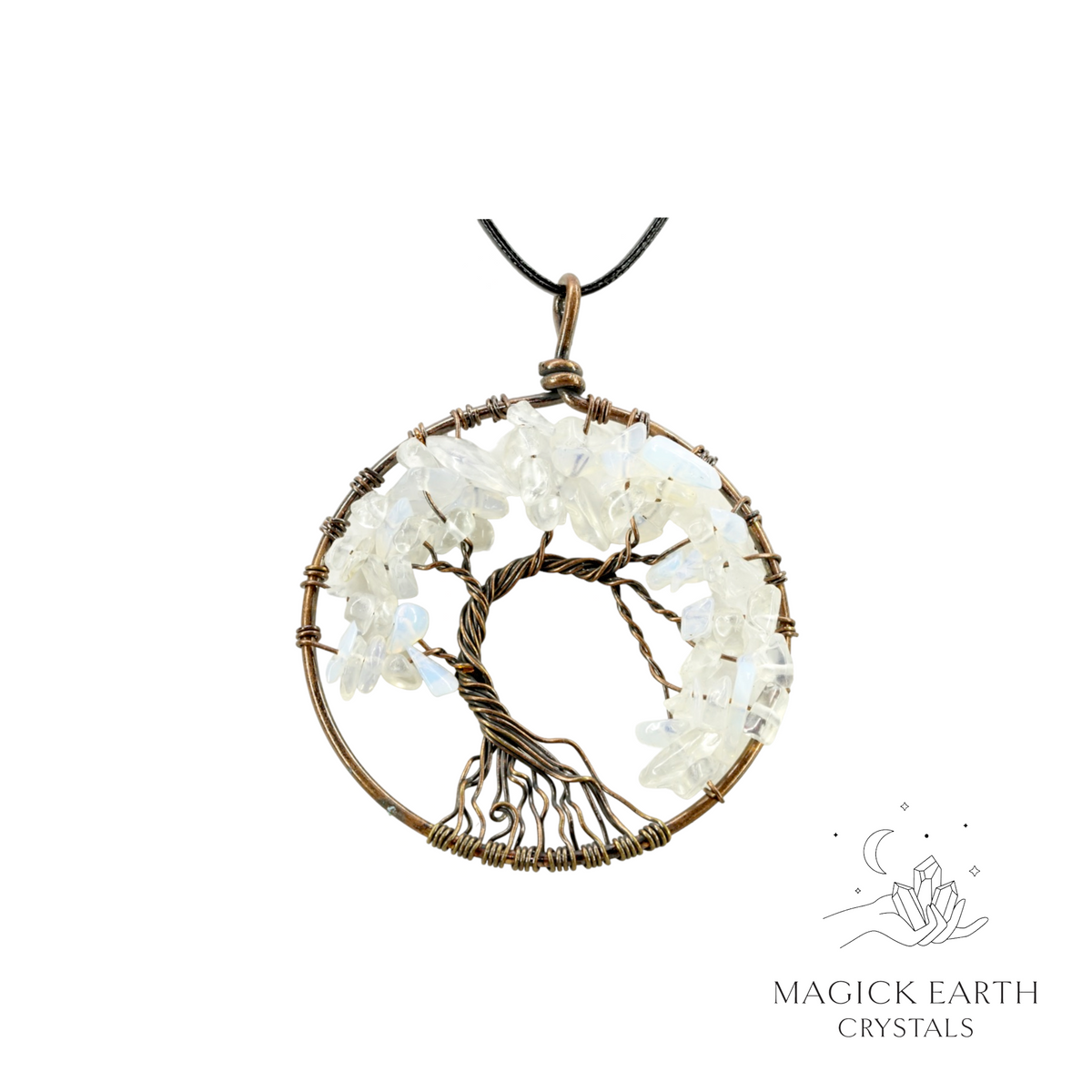 Natural Opalite tree of life chip pendant  